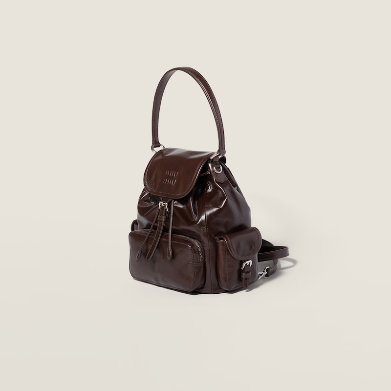 Shiny leather backpack