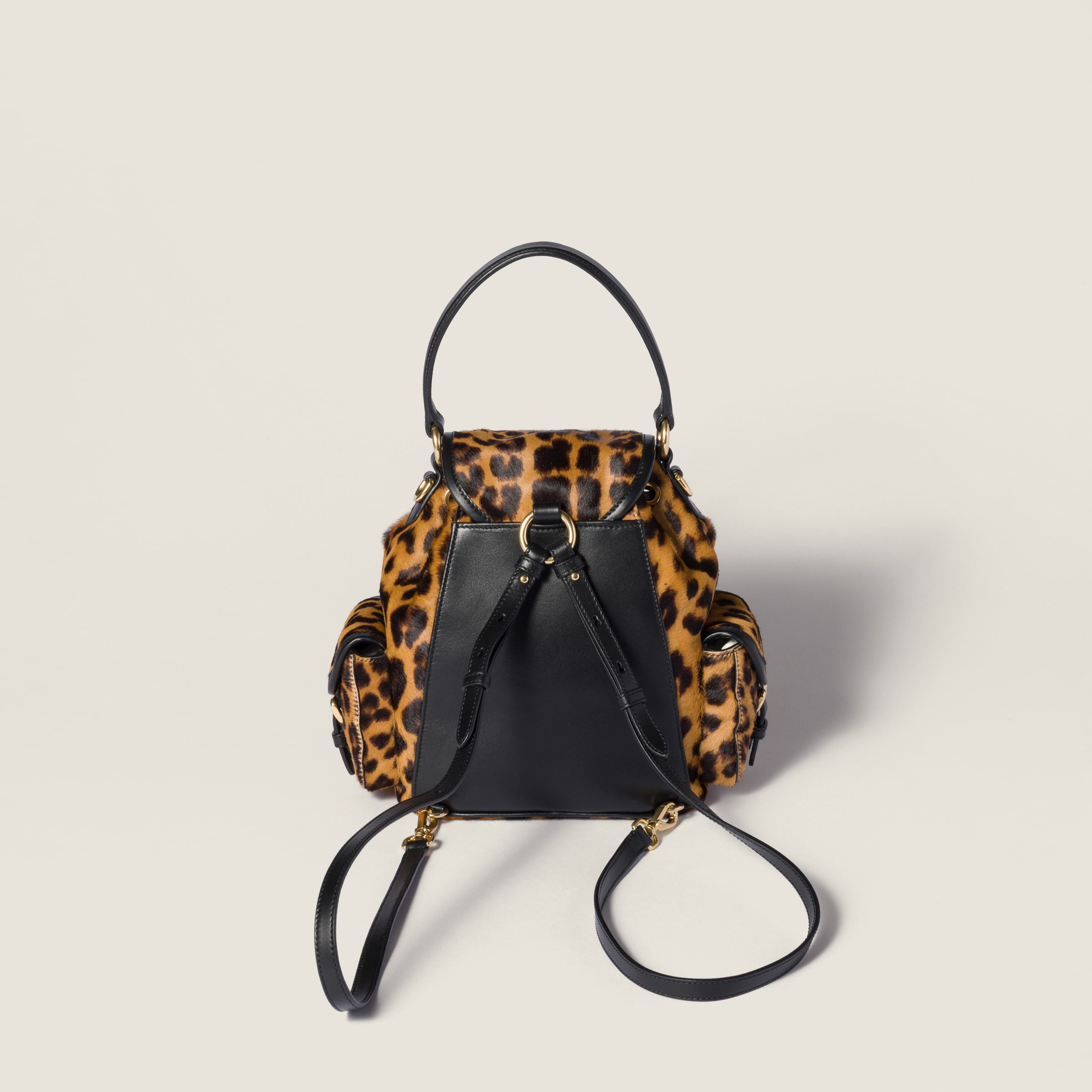 Miu Miu Printed Leather Backpack In Brown