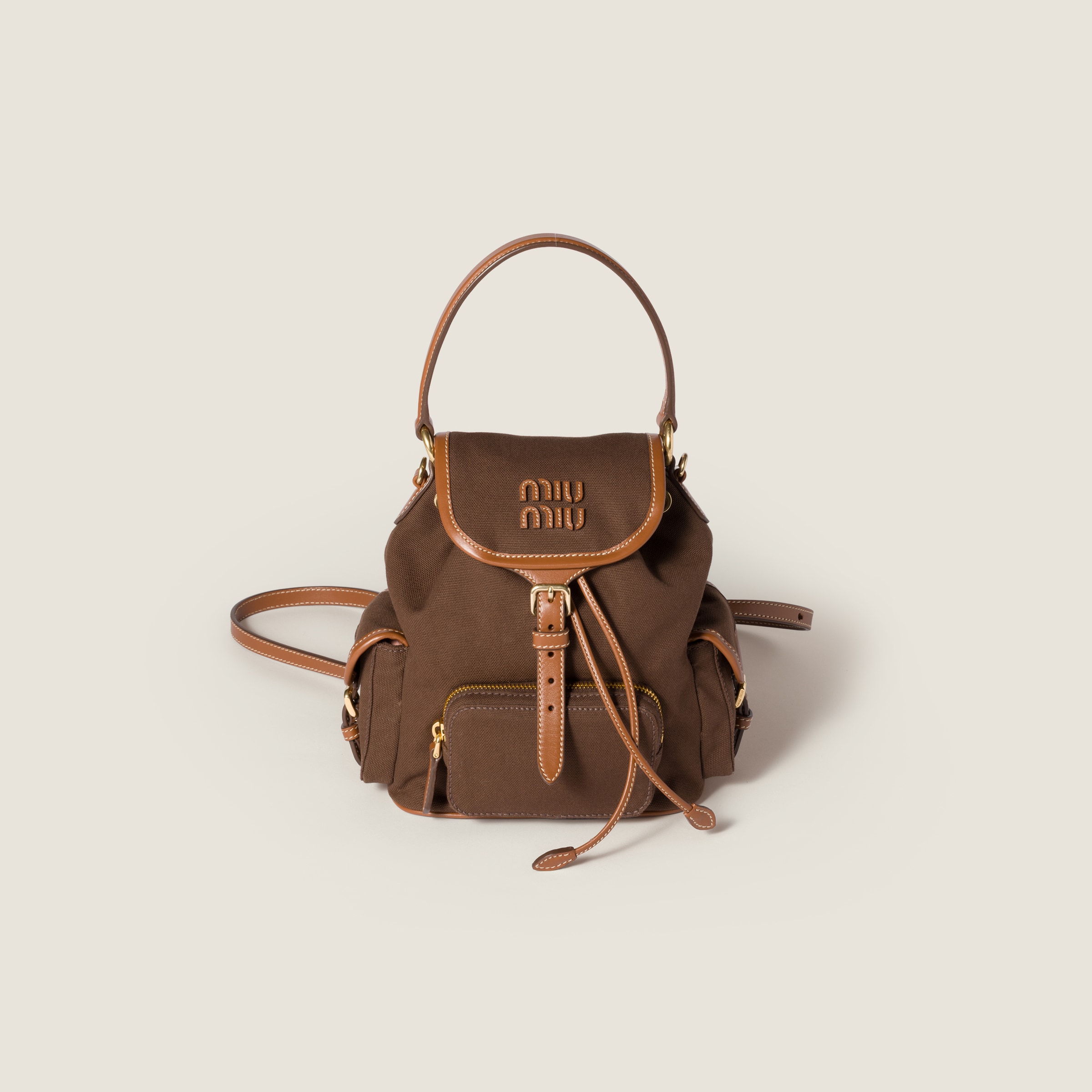 Miu Miu Canvas And Leather Backpack