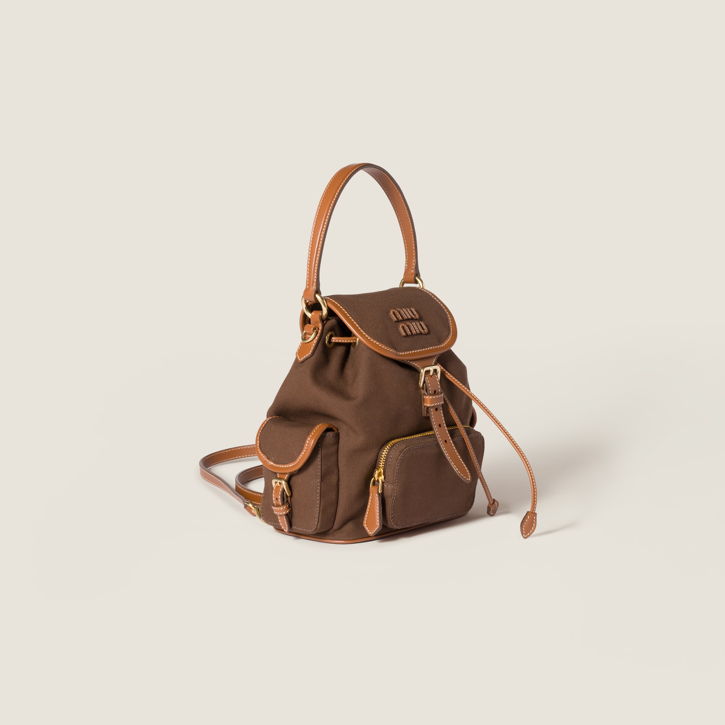 Miu Miu Canvas And Leather Backpack