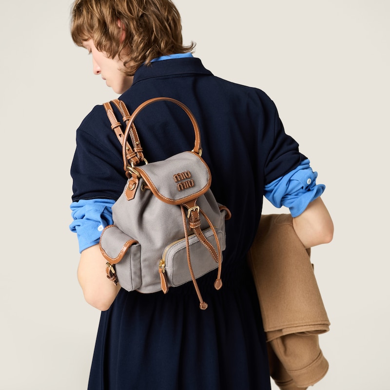 Canvas and leather backpack
