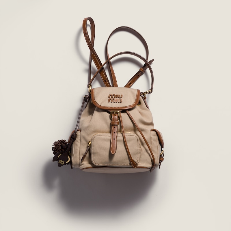 Canvas and leather backpack