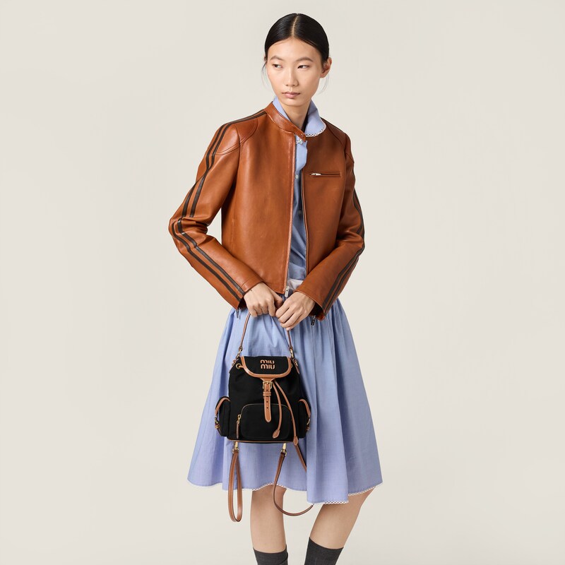 Canvas and leather backpack