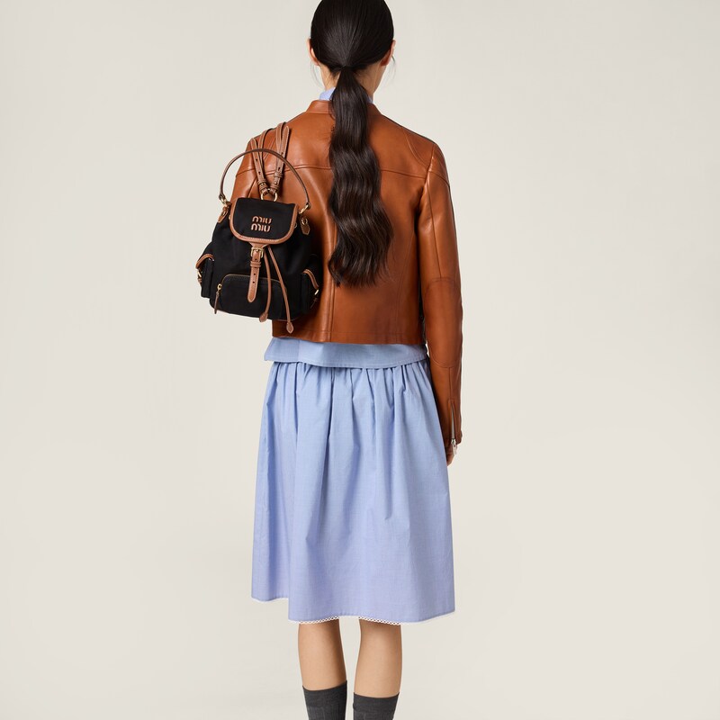 Canvas and leather backpack