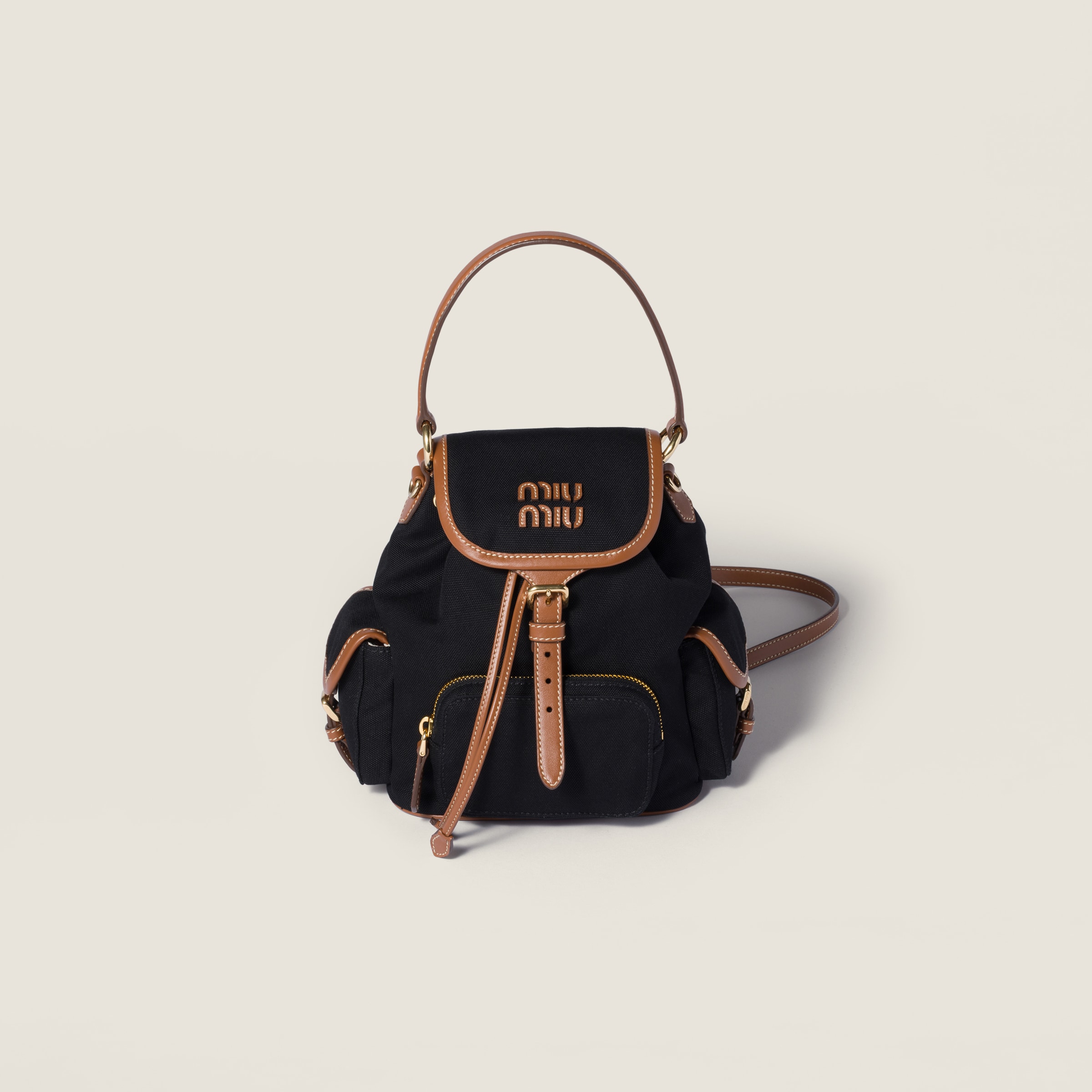 Black Leather Backpack | Miu Miu