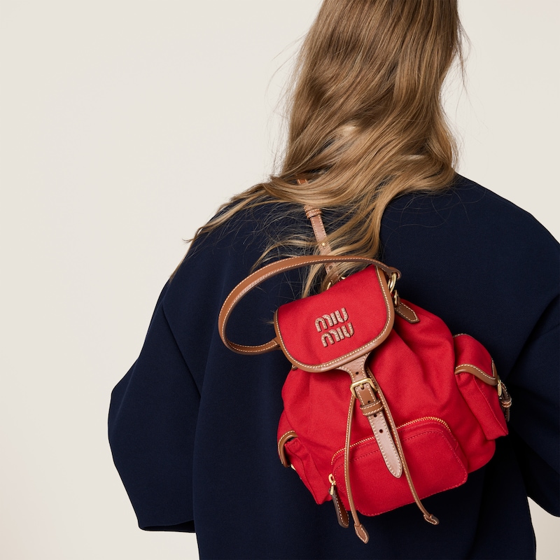 Canvas and leather backpack