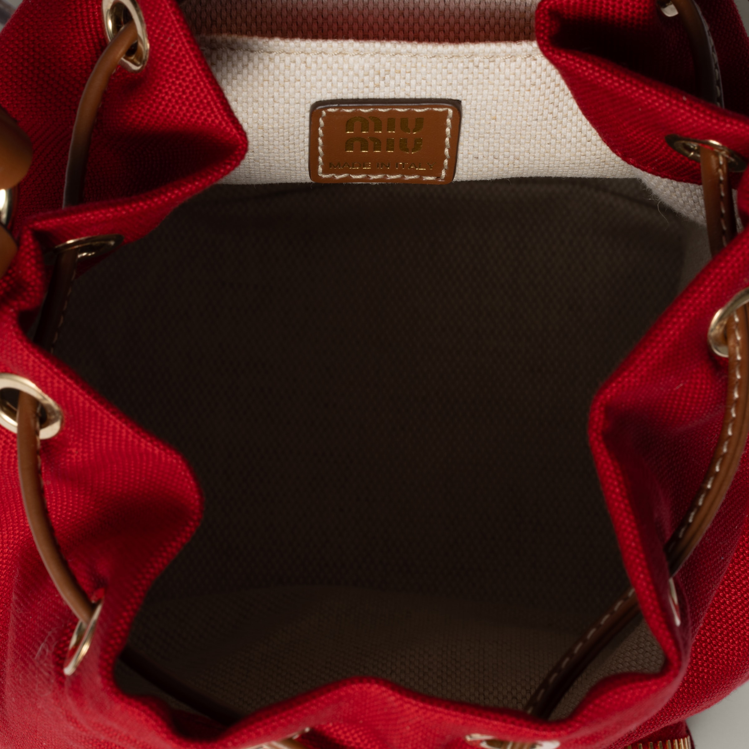 MIU MIU CANVAS AND LEATHER BACKPACK