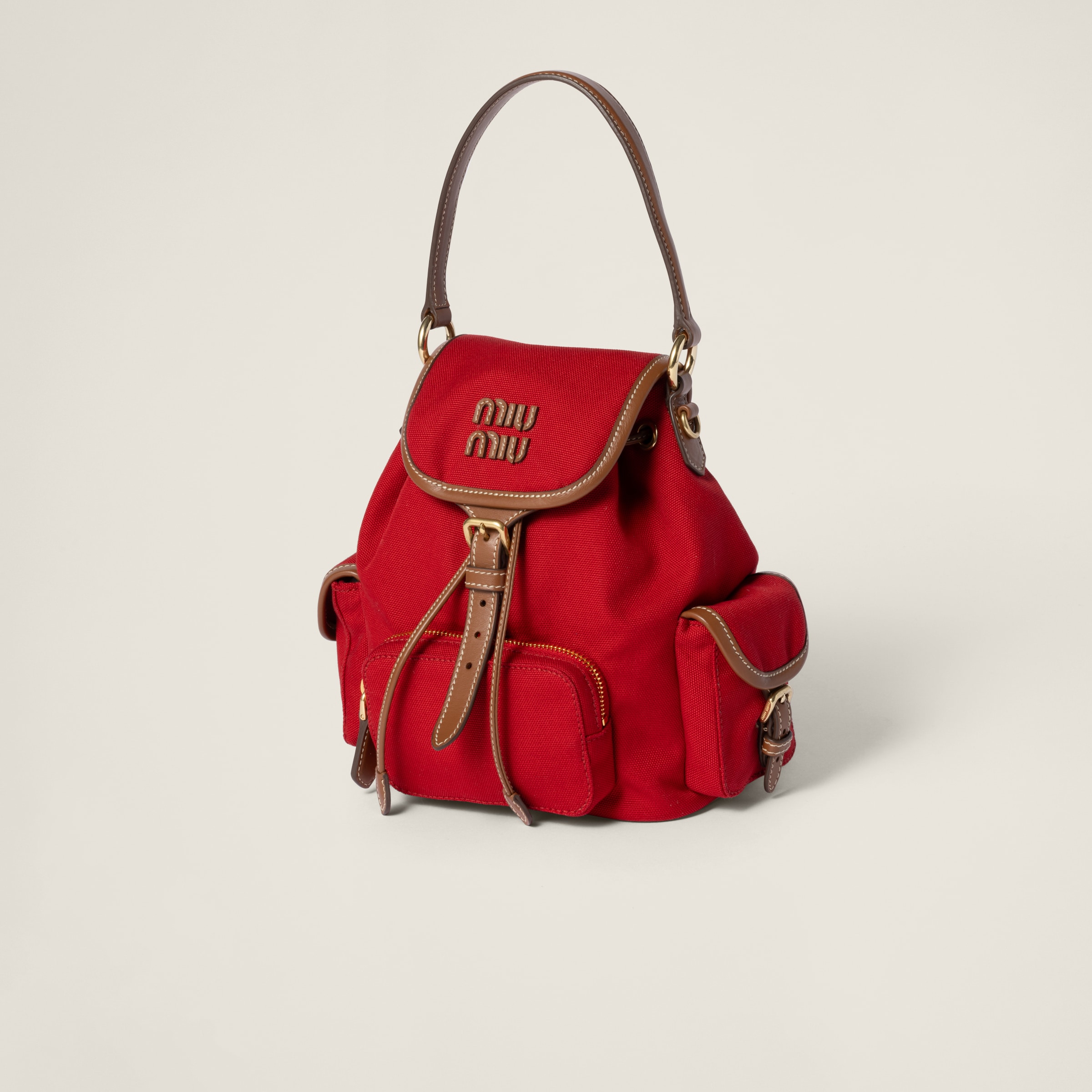 MIU MIU CANVAS AND LEATHER BACKPACK