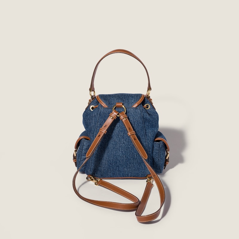 Denim and leather backpack