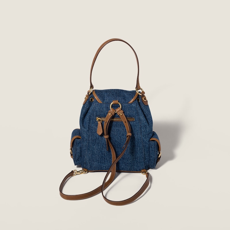Denim and leather backpack