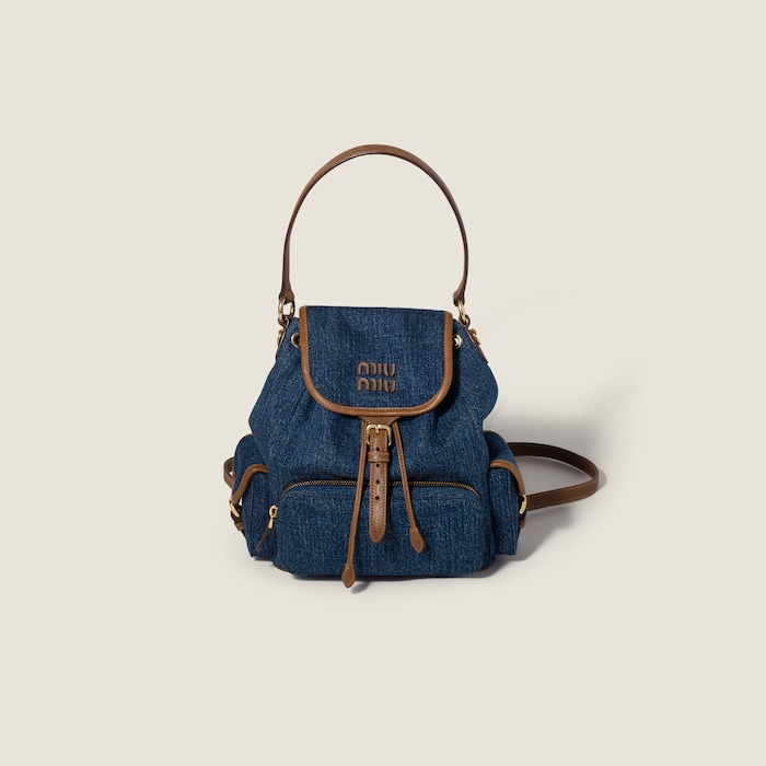 レザーとウーヴンデザイナーズ・バックパック | Miu Miu - 日本