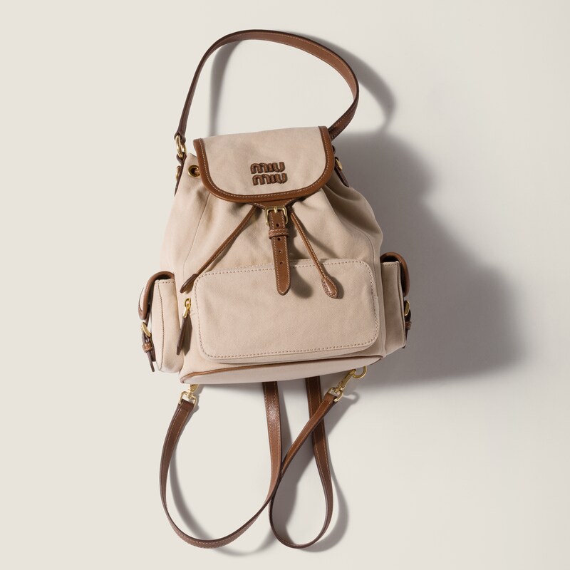 Canvas and leather backpack