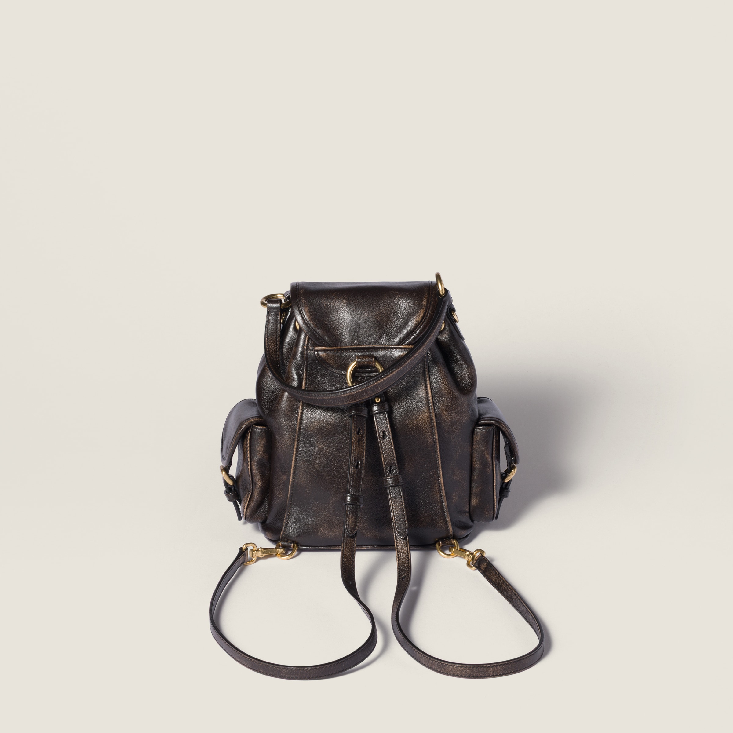 Coffee Leather Backpack | Miu Miu