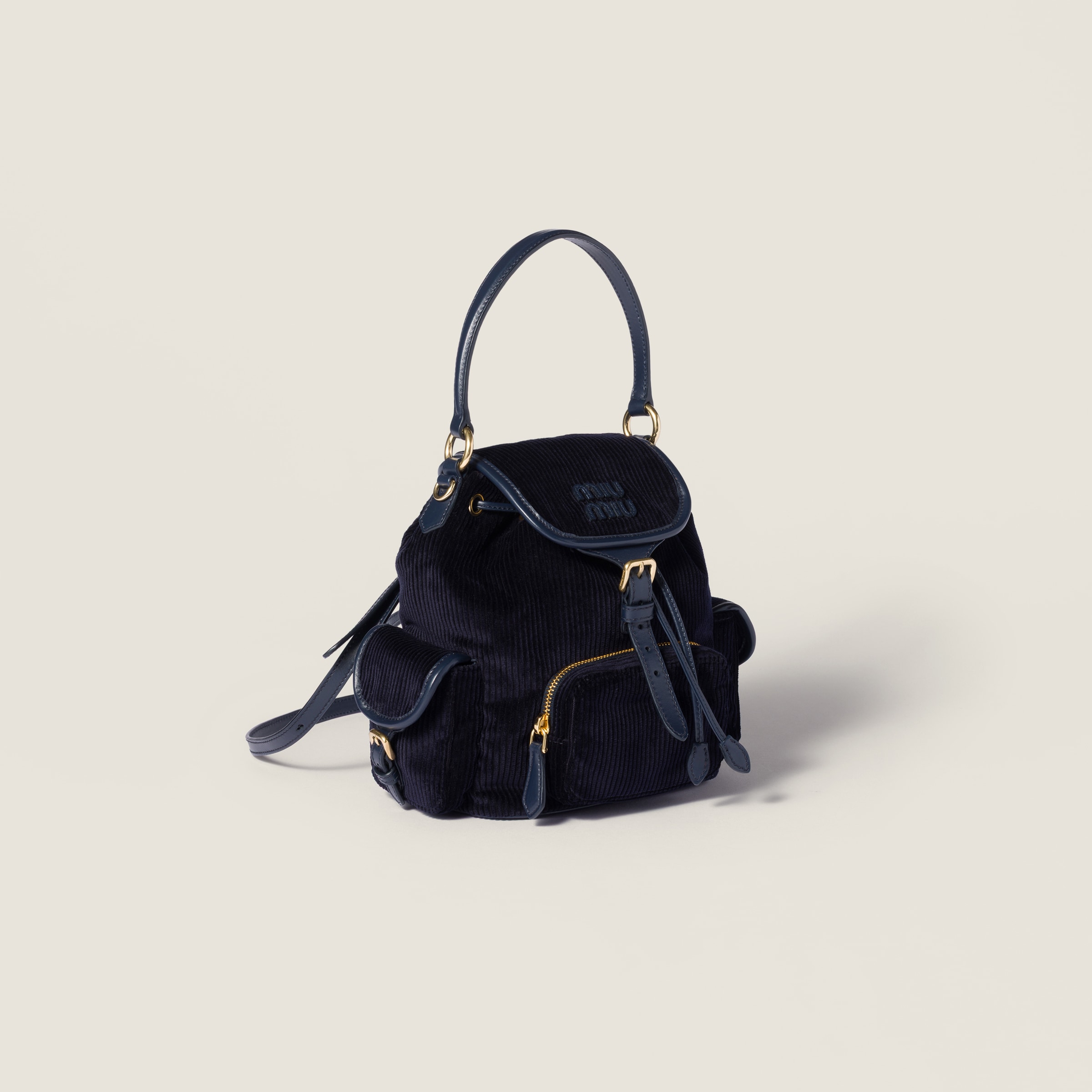 Navy Corduroy Backpack | Miu Miu