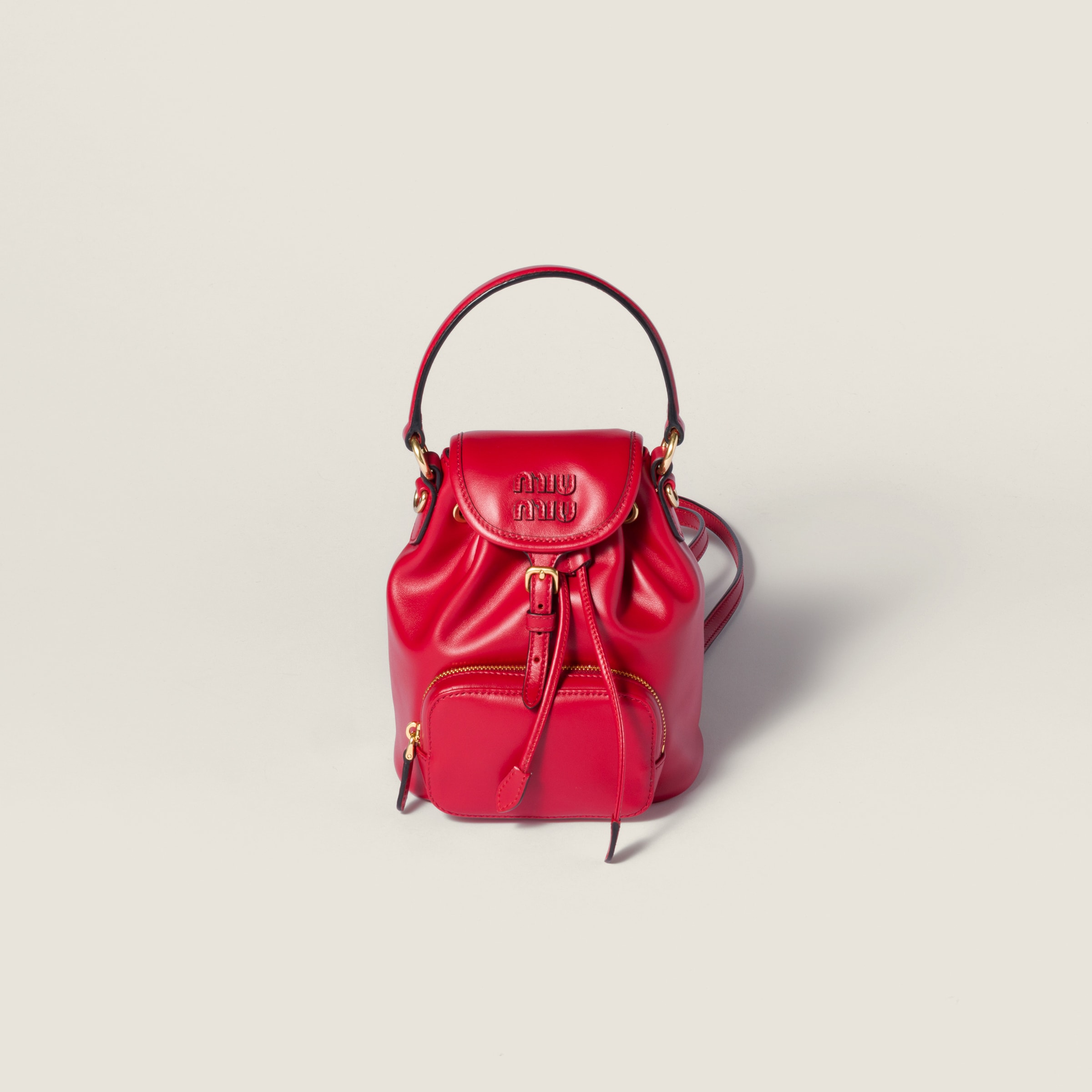 Miu Miu Leather Mini-backpack In Red