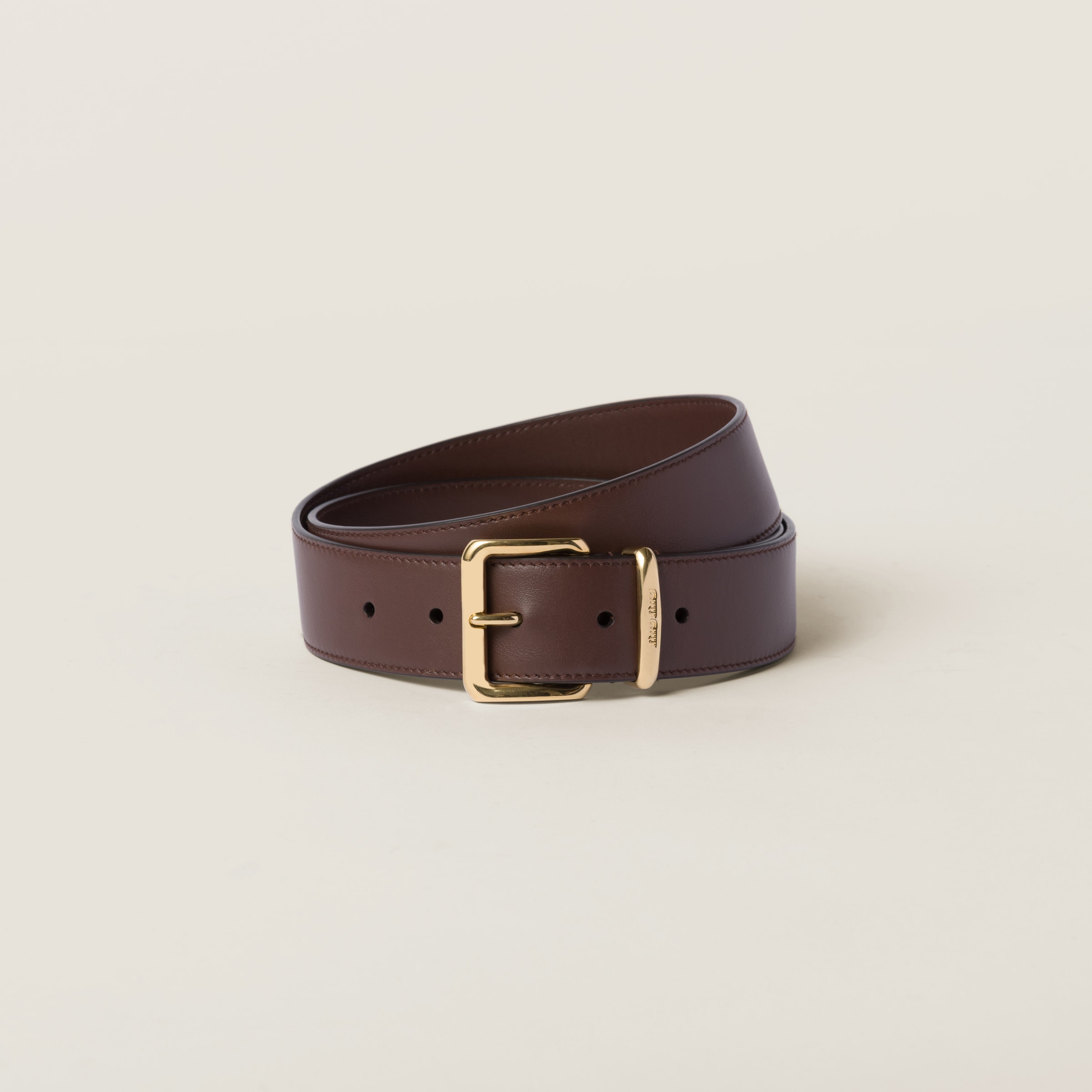 Miumiu Leather Belt In Sienna