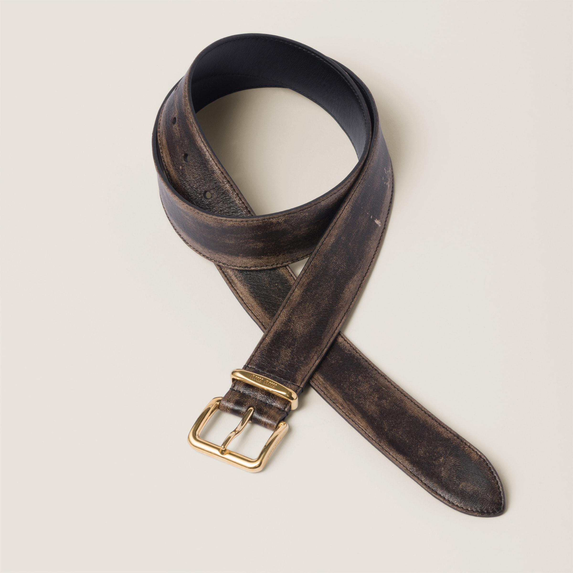 Miu Miu Nappa Leather Belt In Brown