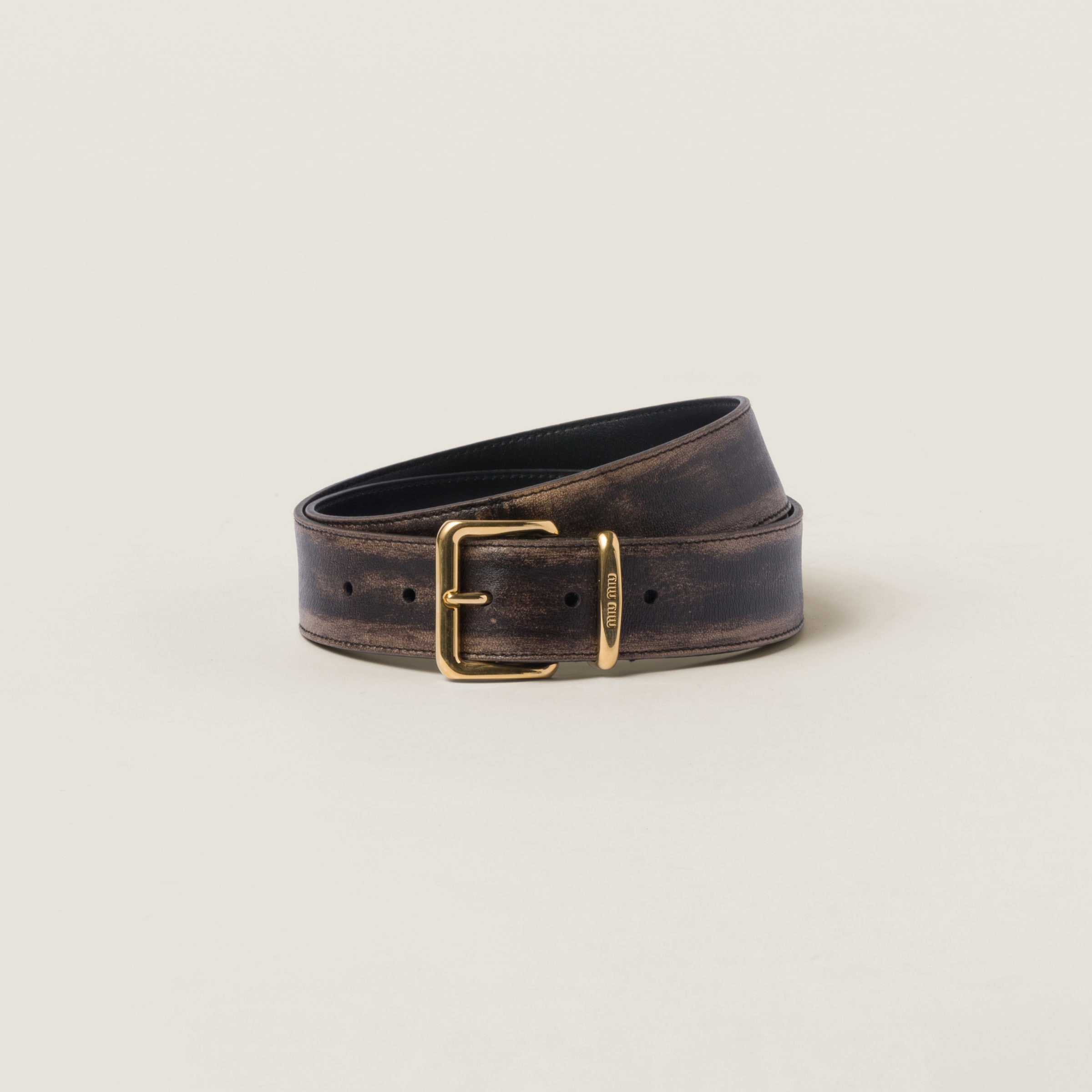 Miu Miu Nappa Leather Belt In Brown