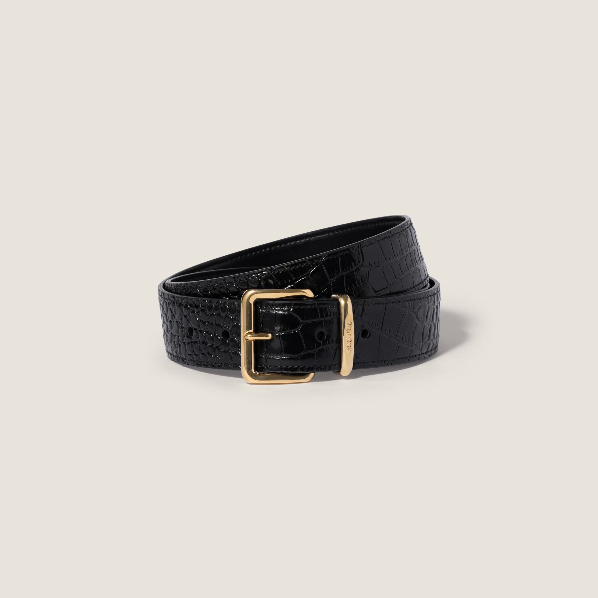 Crocodile embossed calfskin belt by Miu Miu