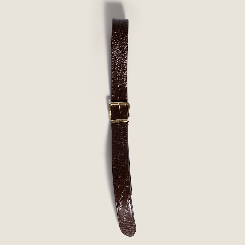 Crocodile embossed calfskin belt