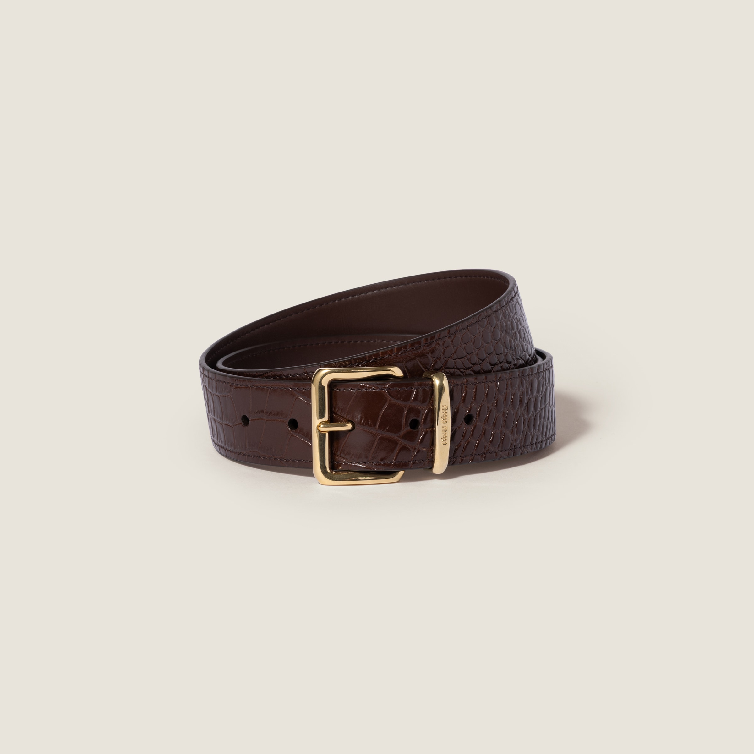 Crocodile embossed calfskin belt by Miu Miu
