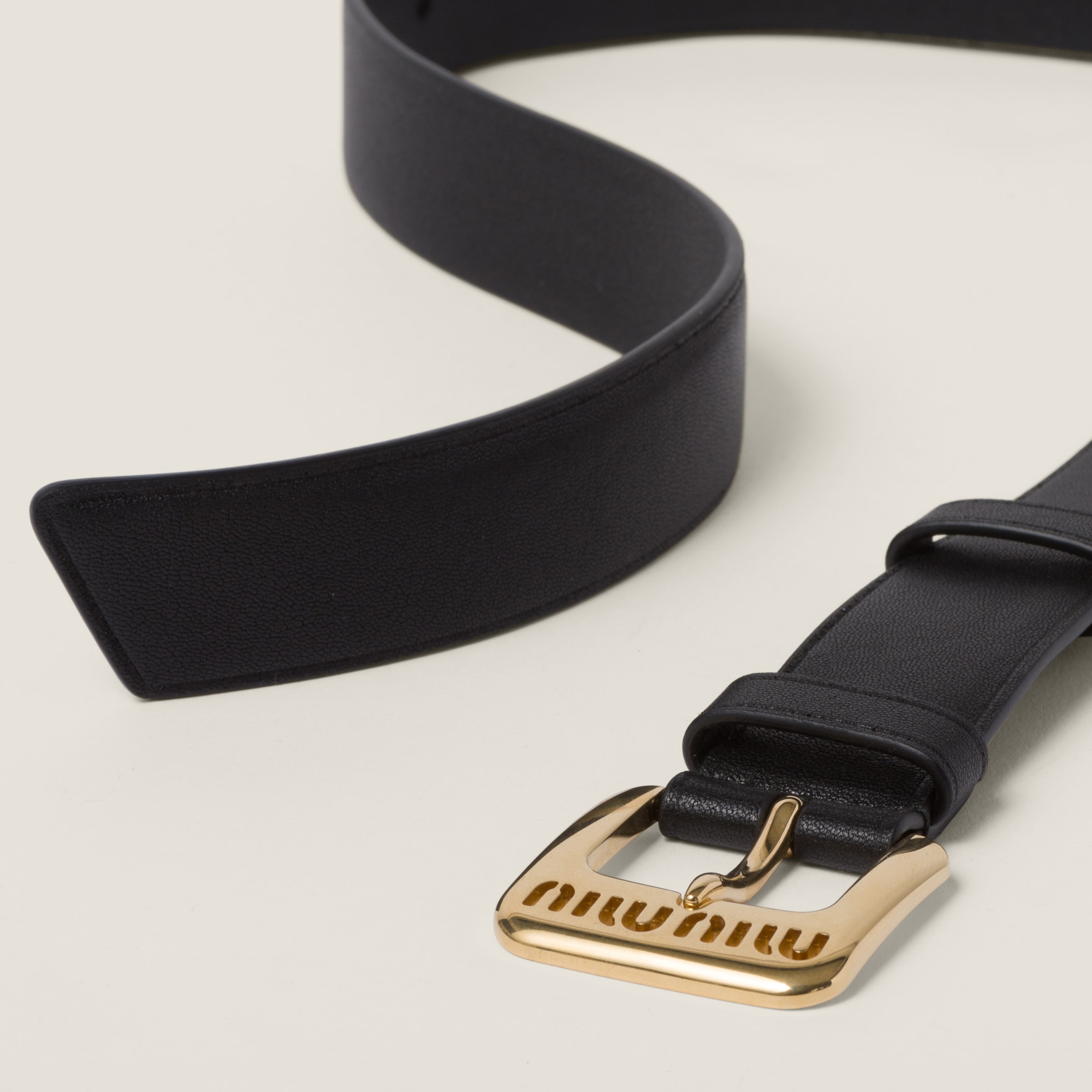 Black Nappa Leather Belt | Miu Miu