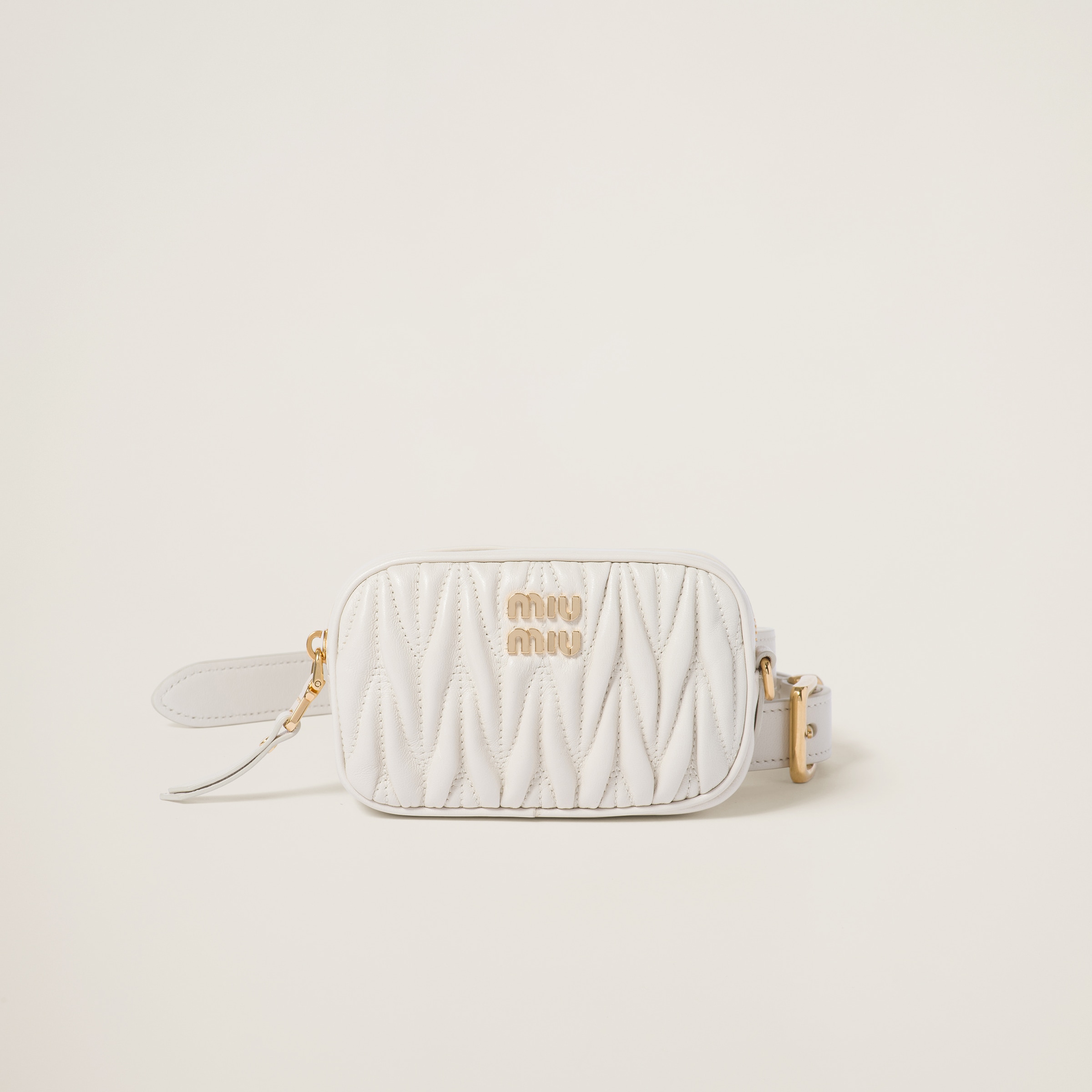 Miumiu Belt With Matelassé Pouch In White