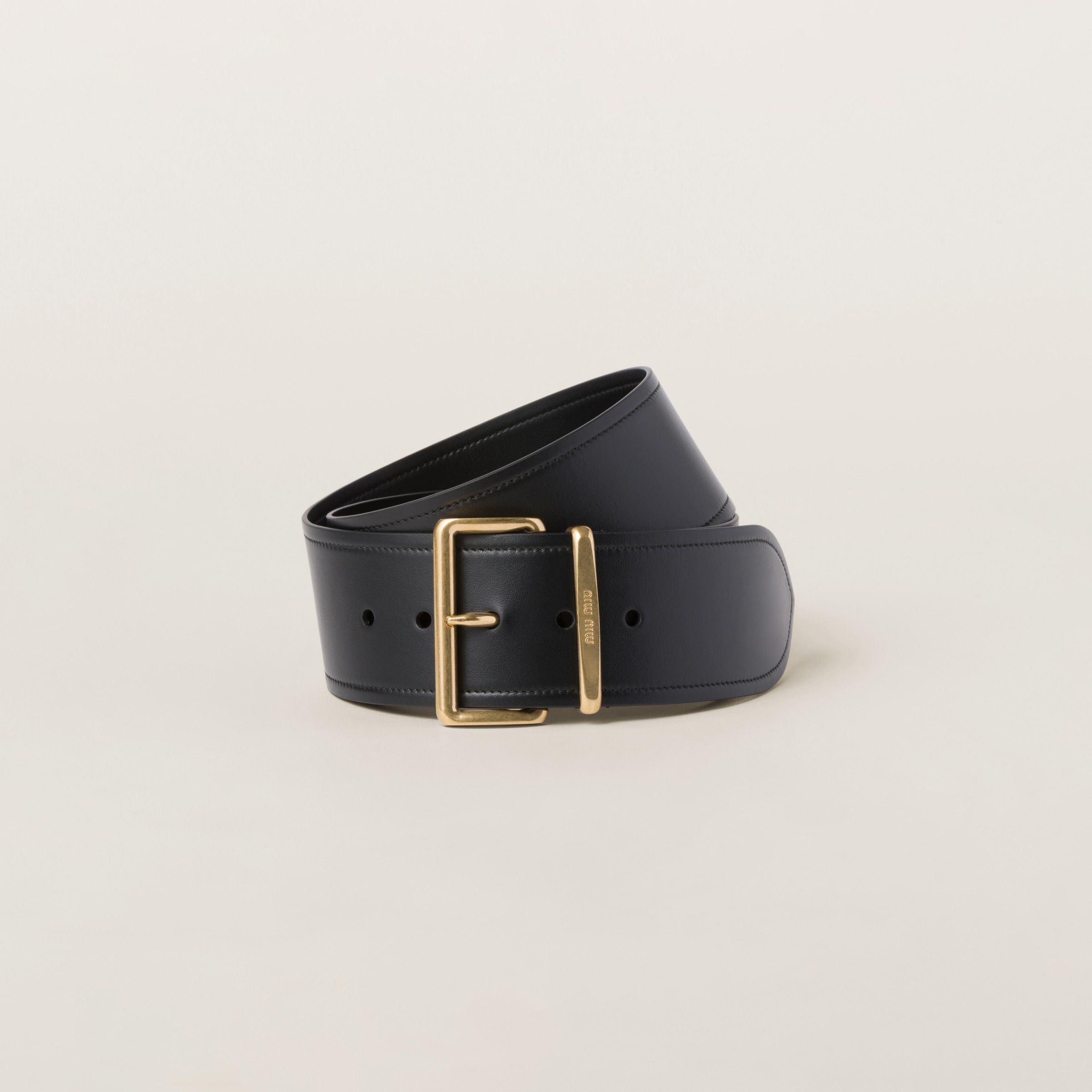 Black Leather Belt Miu Miu