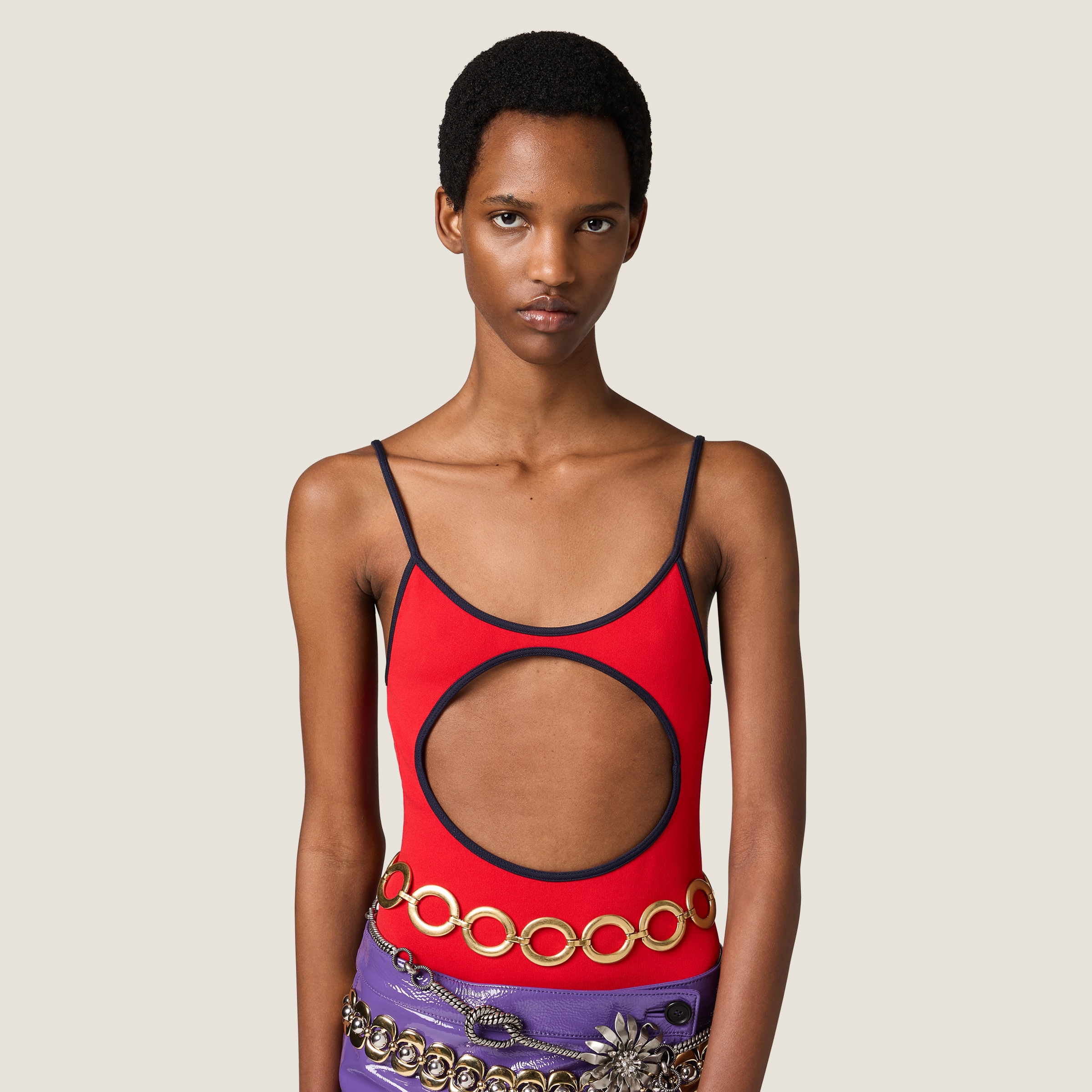 Miu Miu Leather And Metal Belt In Briarwood