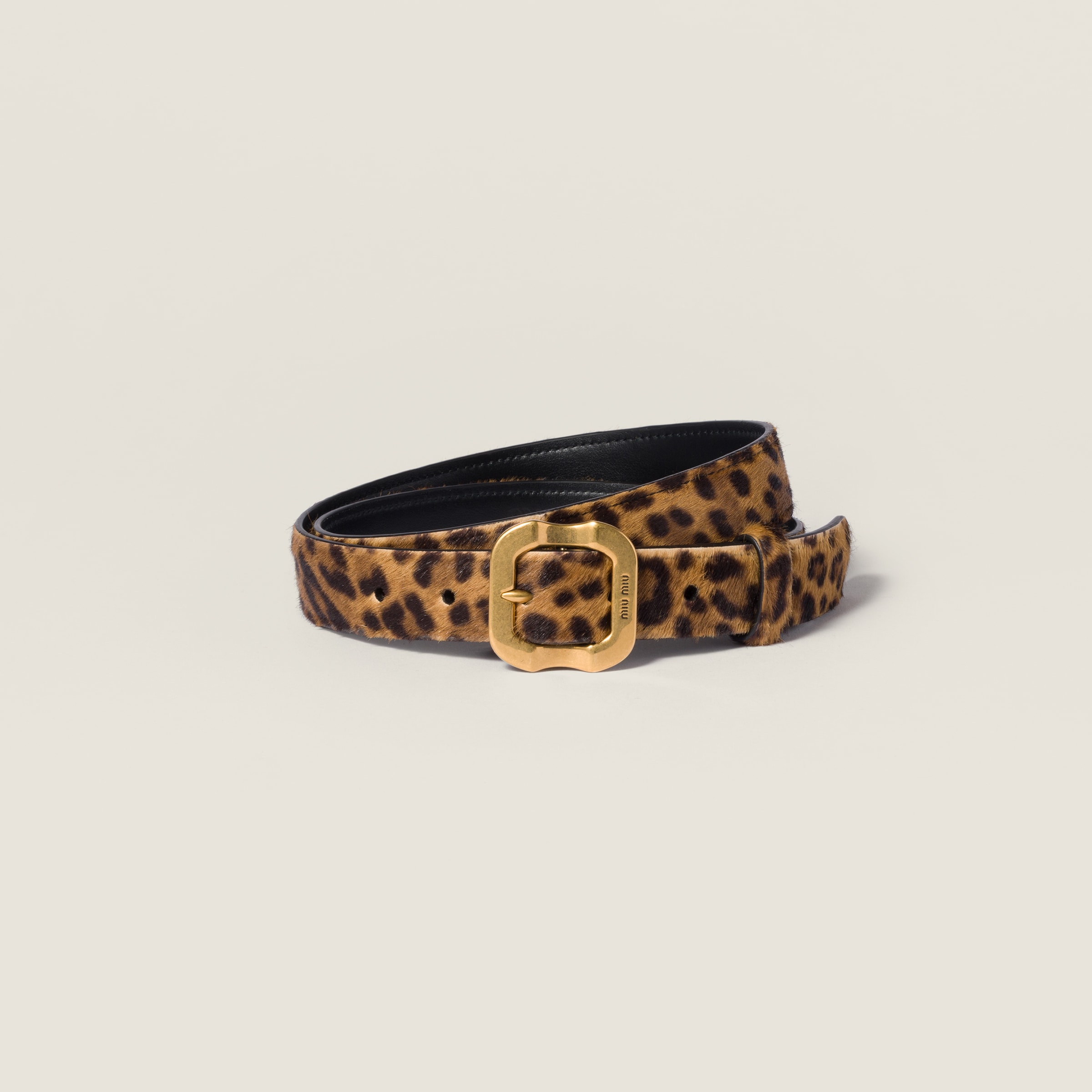 Miu Miu Printed Leather Belt In Brown