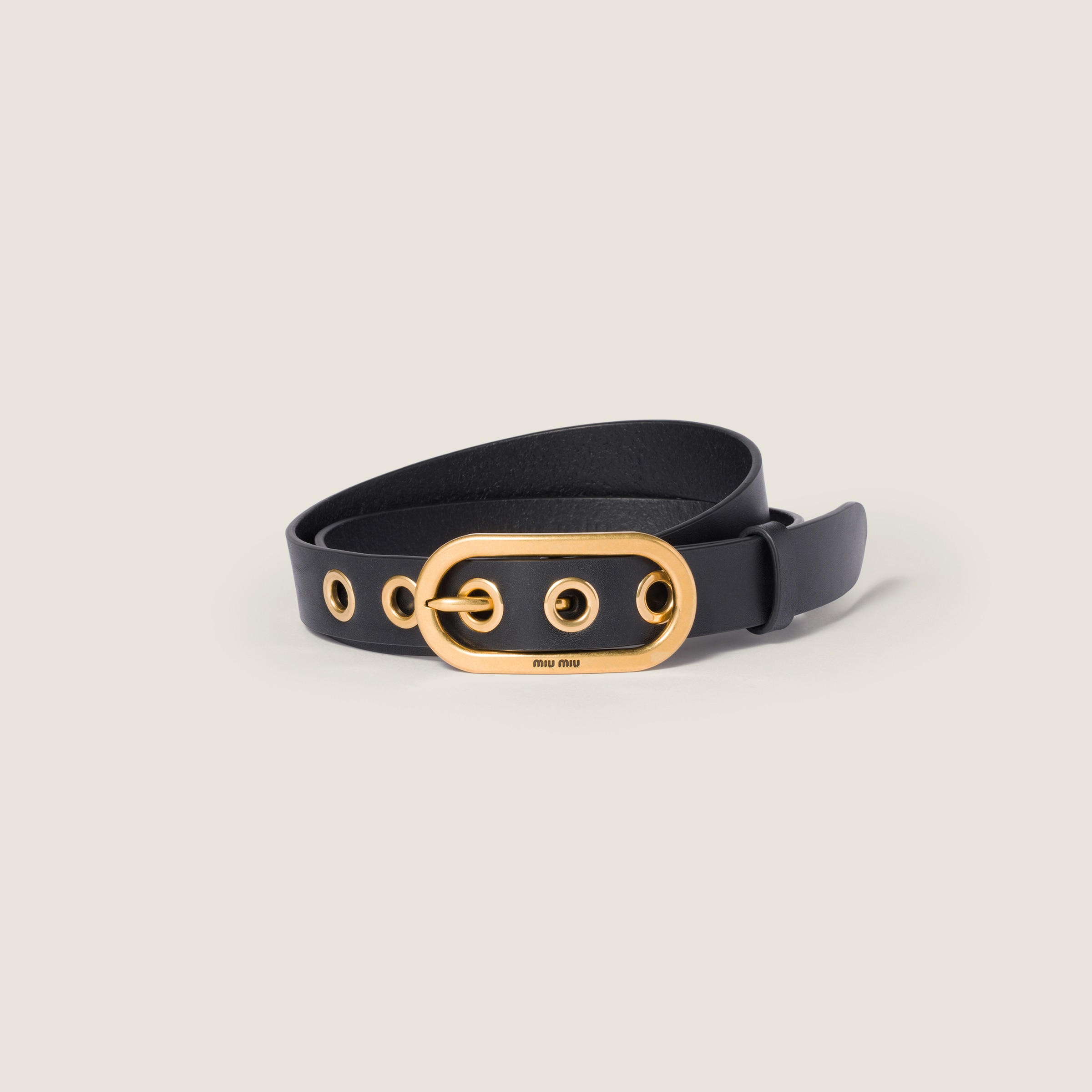 miu miu ブラック レザーベルト Miu Miu/ミュウミュウ｜ブラック レザー ベルト