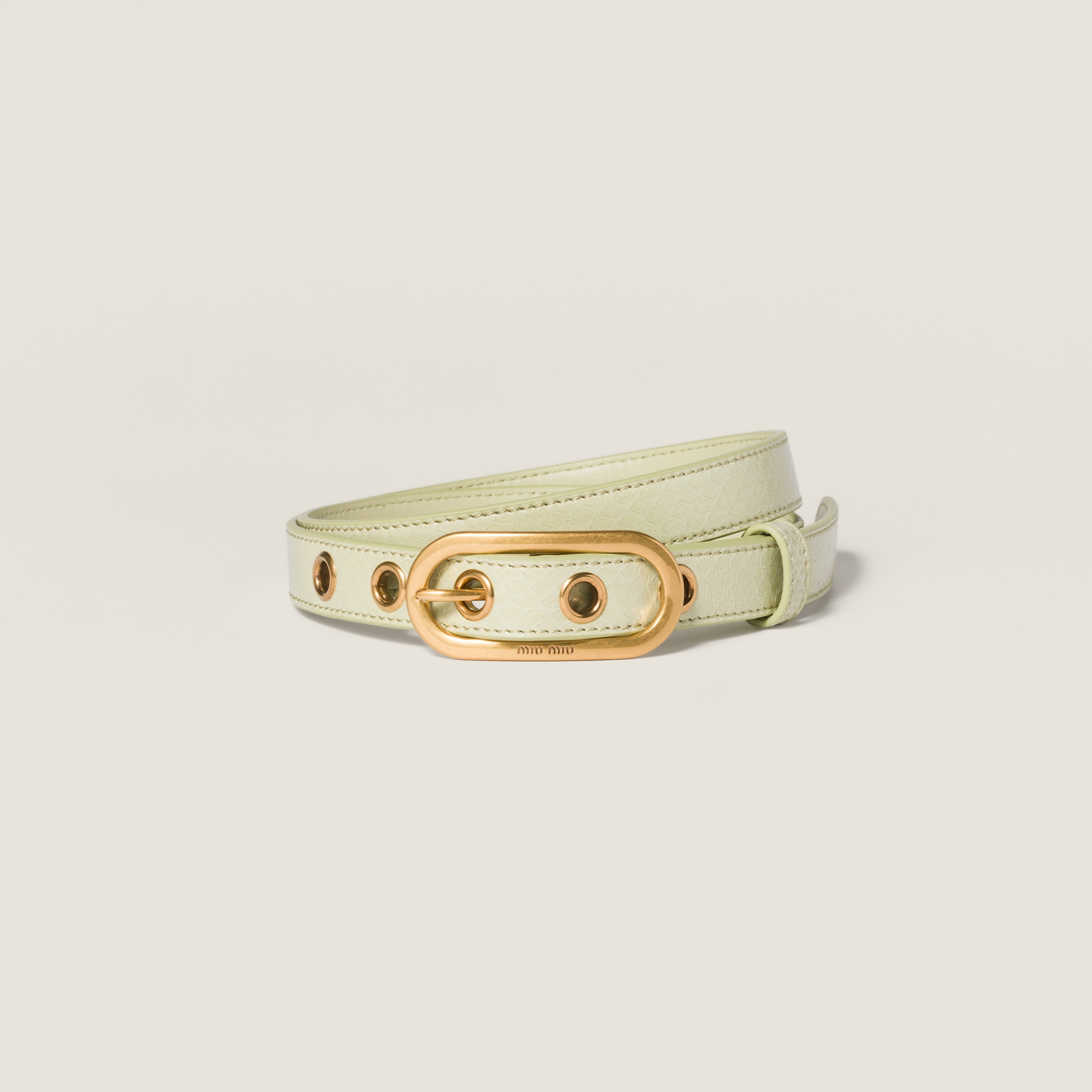 Miu Miu Ayers Leather Belt In Green