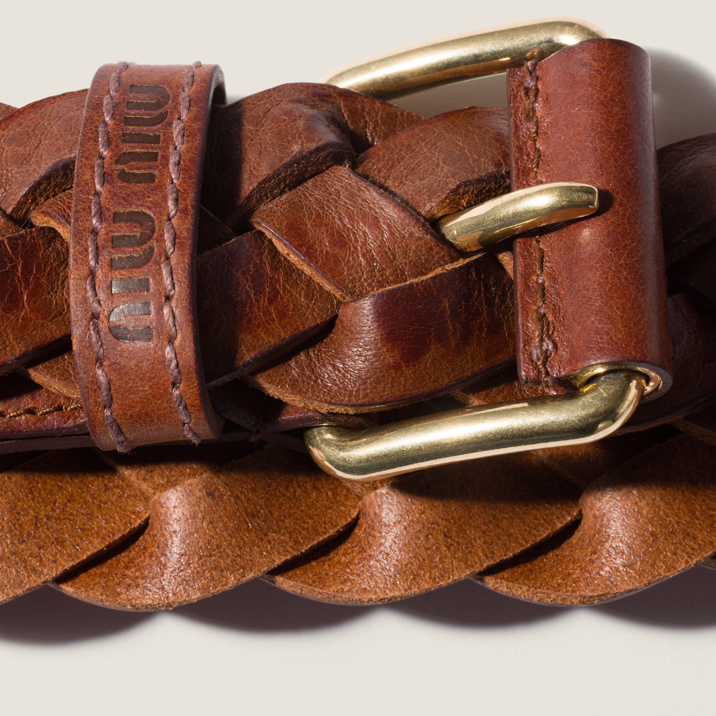 ブラウン レザー ベルト | Miu Miu