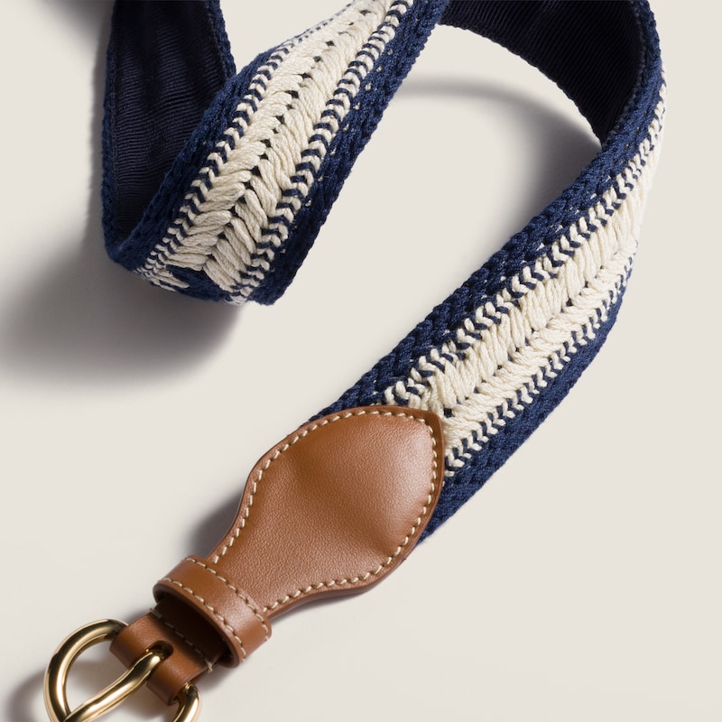 Leather and cotton crochet belt