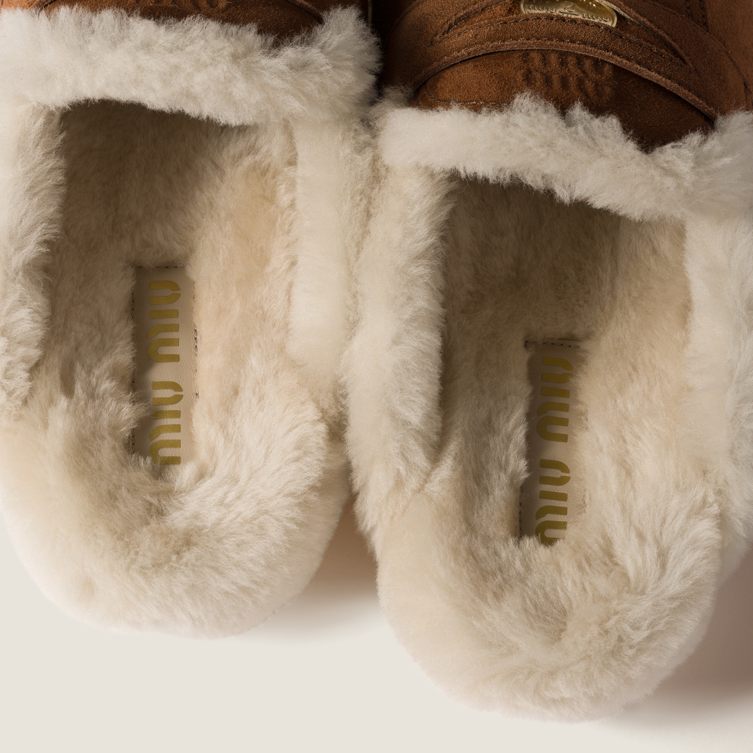 Miu Miu Suede Mules In Brown