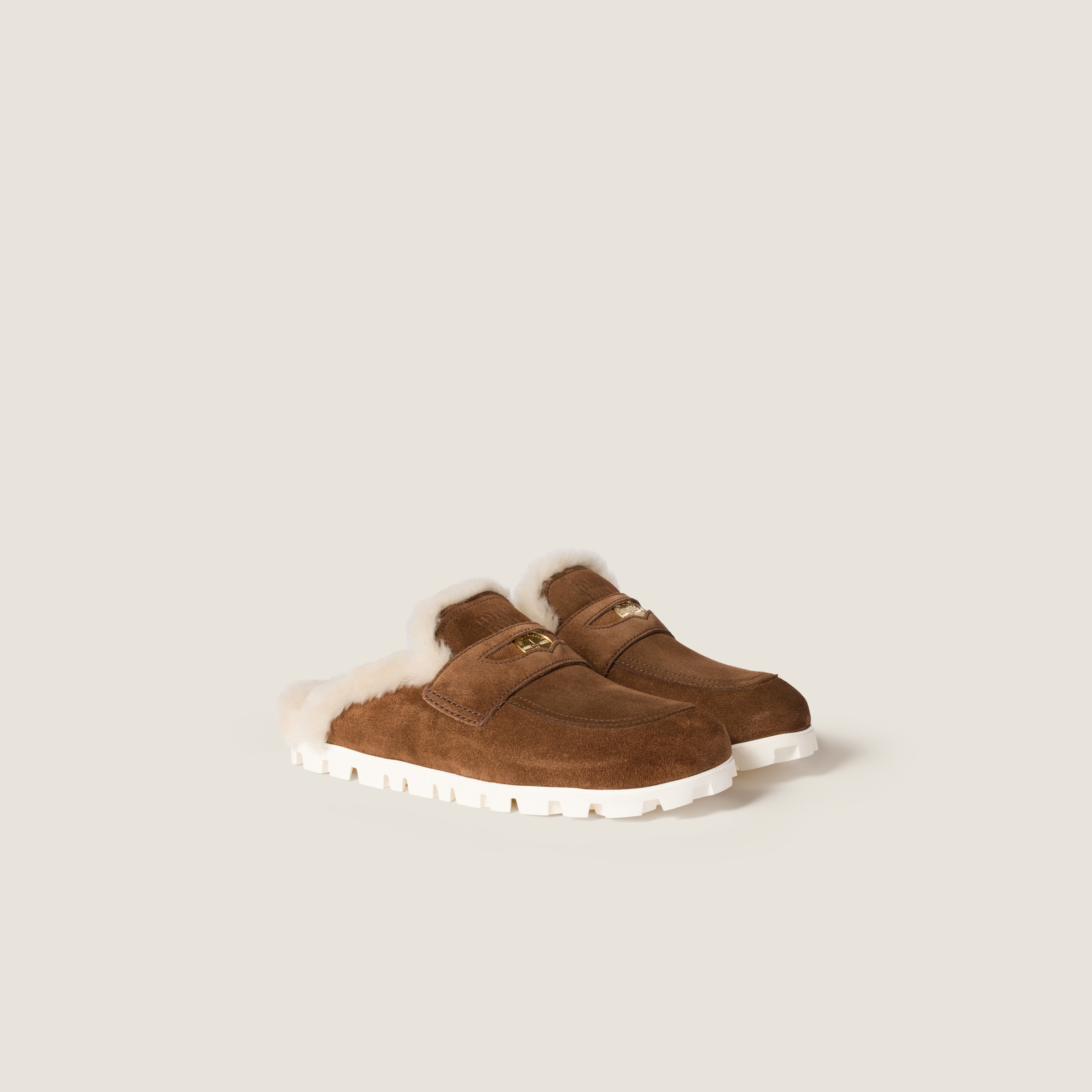 Miu Miu Suede Mules In Brown