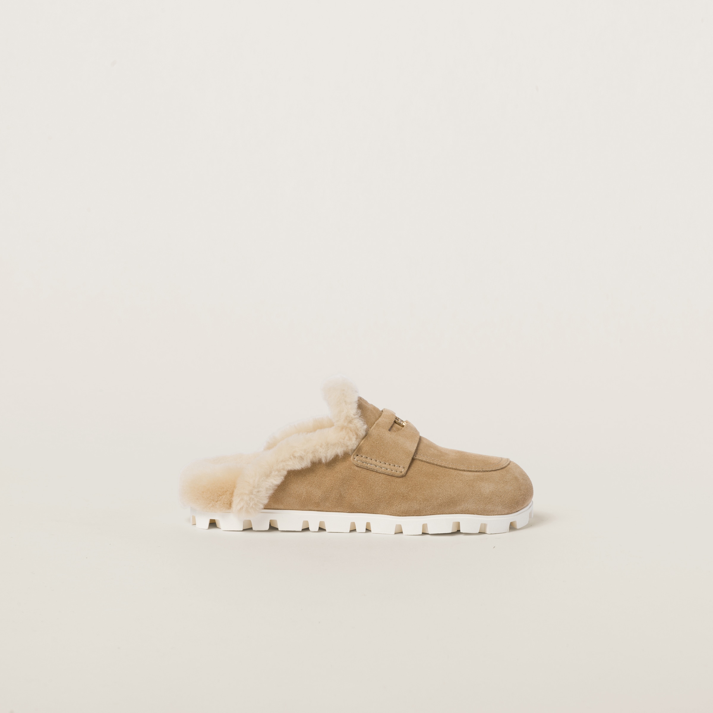 Miu Miu Suede Mules In Ecru