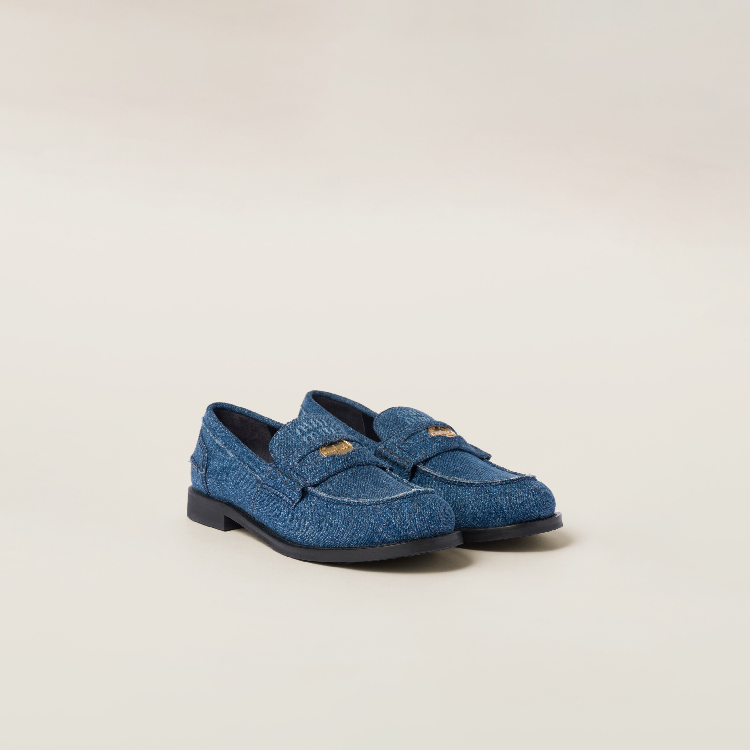 Shop Miu Miu Denim Loafers