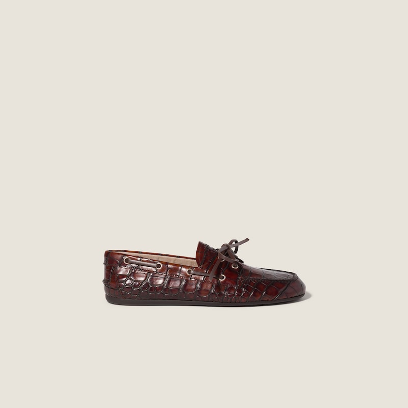 Croco-print leather Deck shoes
