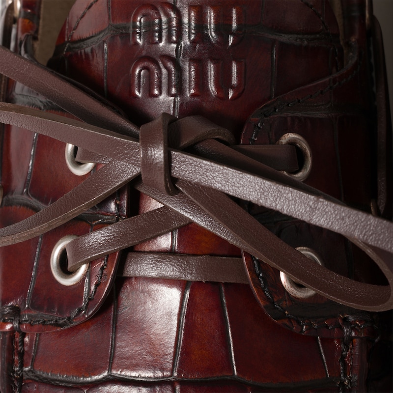 Croco-print leather Deck shoes