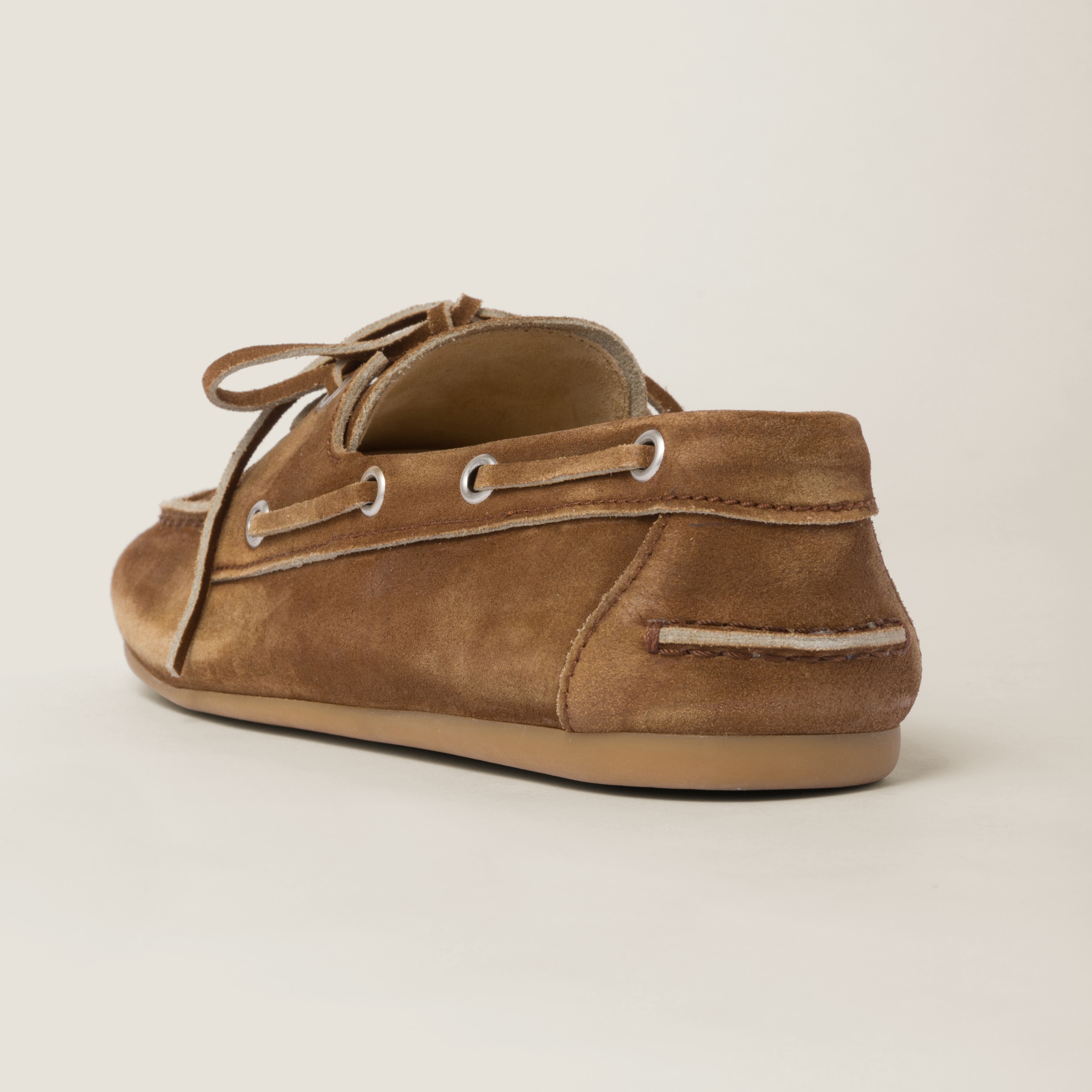 MIUMIU 26S LOAFERS IN BROWN SUEDE WITH STRAP