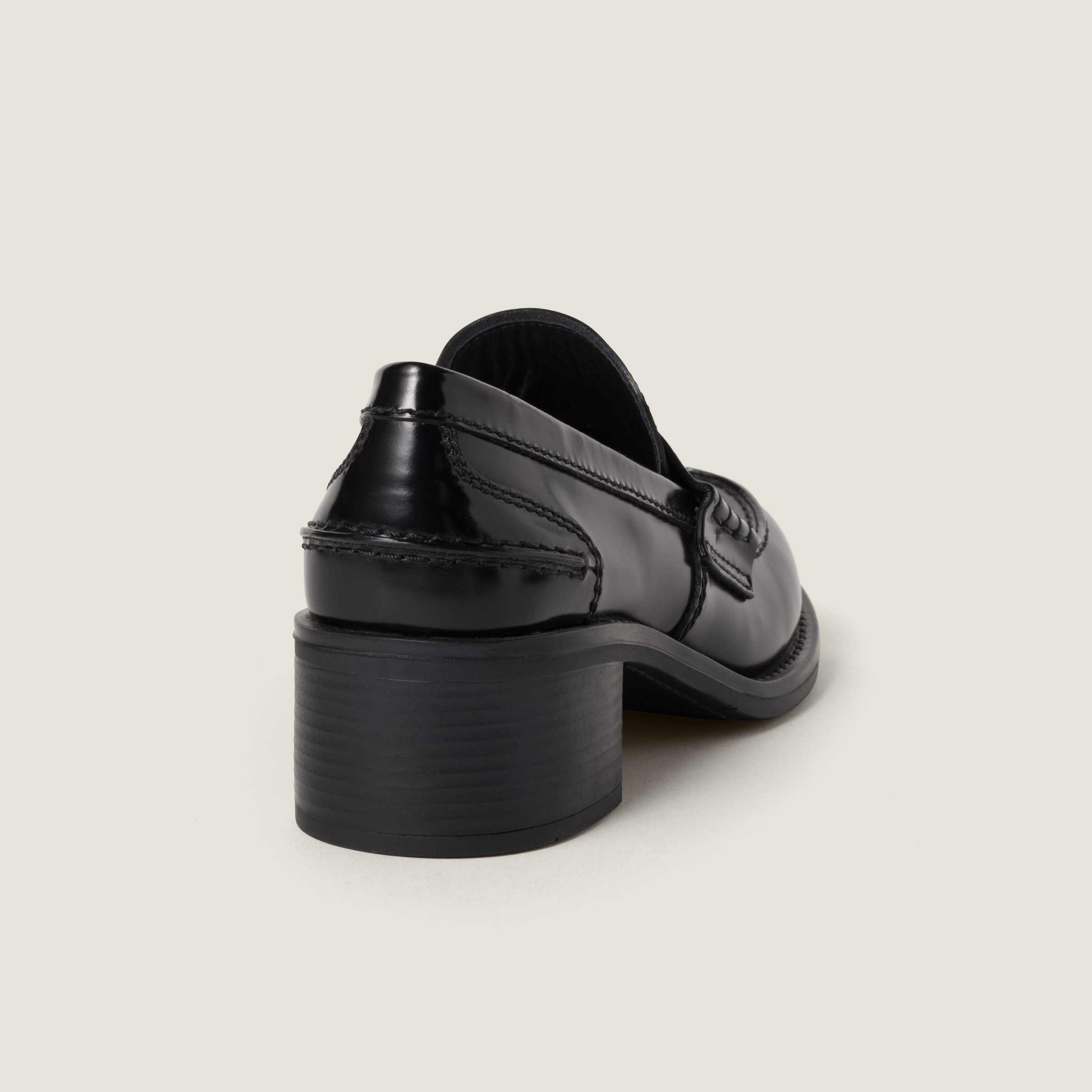 MIUMIU 26S LOAFERS 60MM IN BURGUNDY BROWN SHINY CALFSKIN main image 1