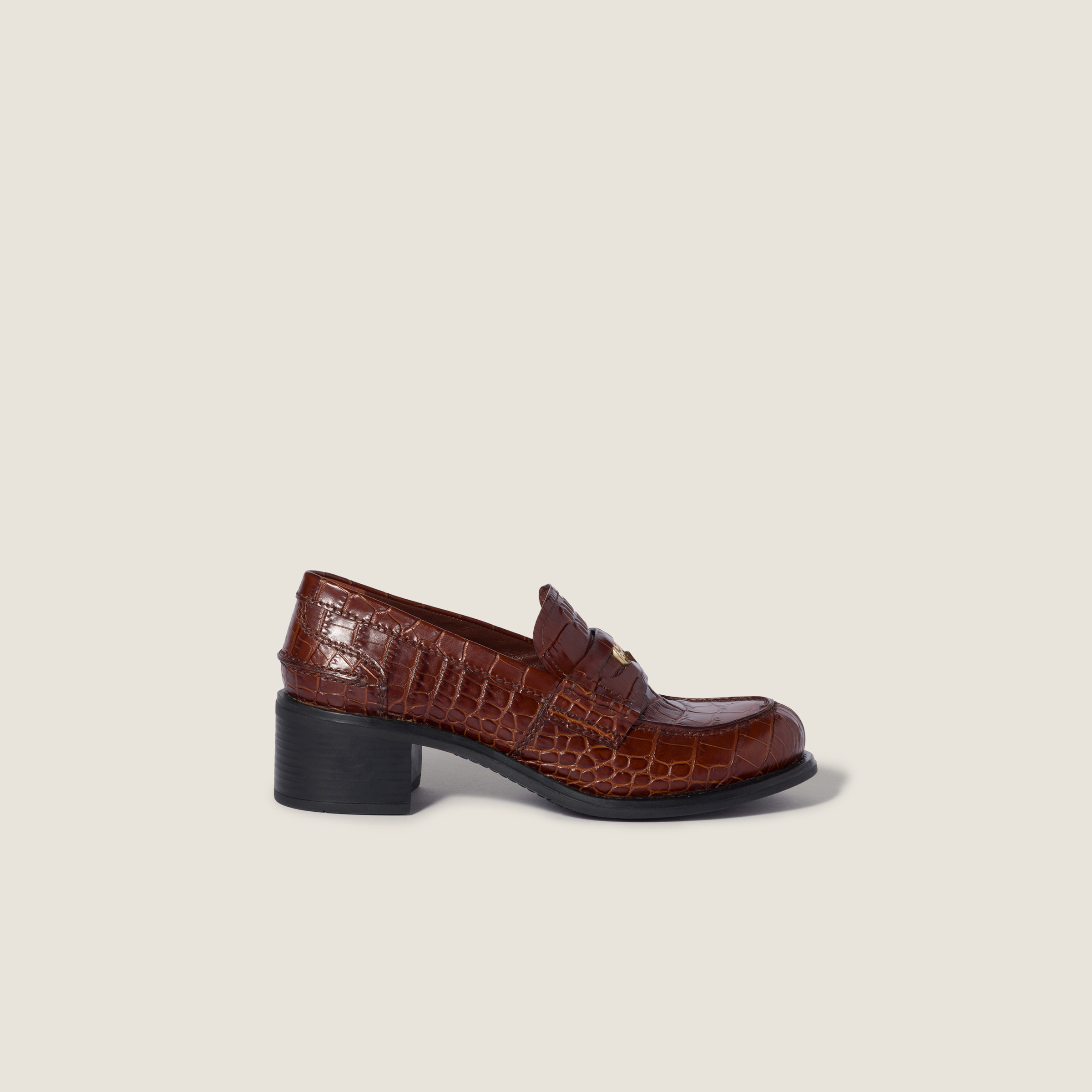 Miu Miu Crocodile-effect embossed leather loafers