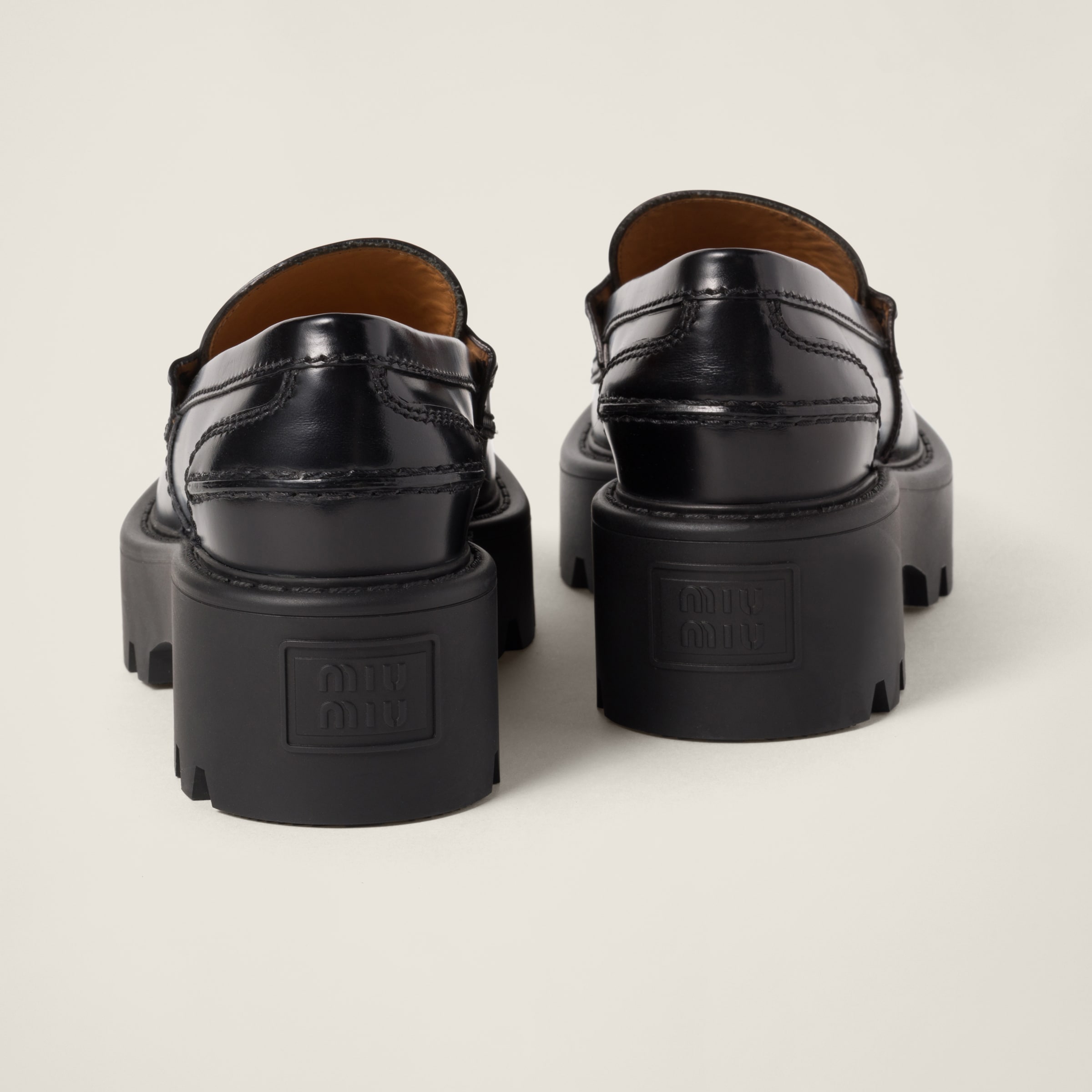 Miu Miu Decollete Leather Loafers In Black