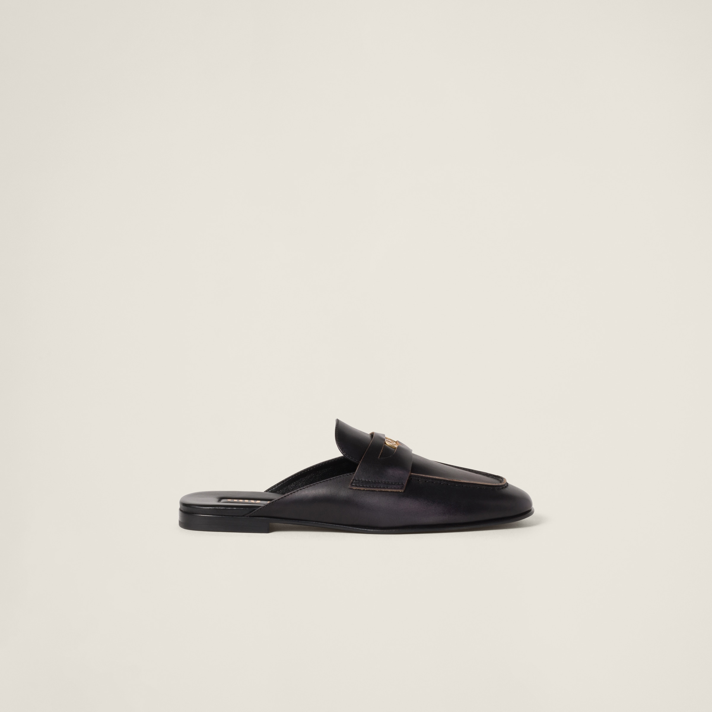 Black Bleached Leather Loafers | Miu Miu Black Bleached Leather Loafers | Miu Miu