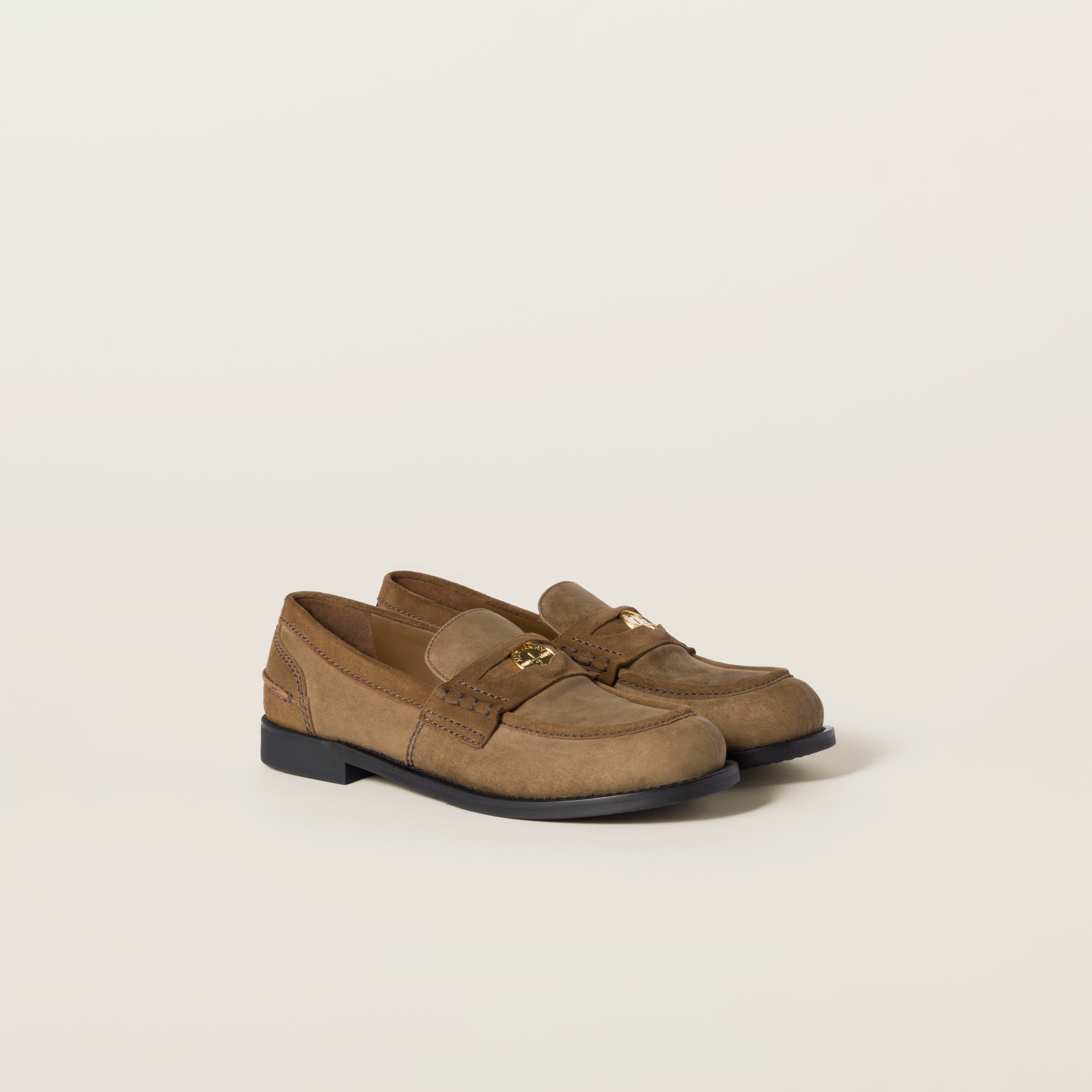 激安本物 Sand Beige Miu Miu | Loafers Penny Suede And Velvet 靴