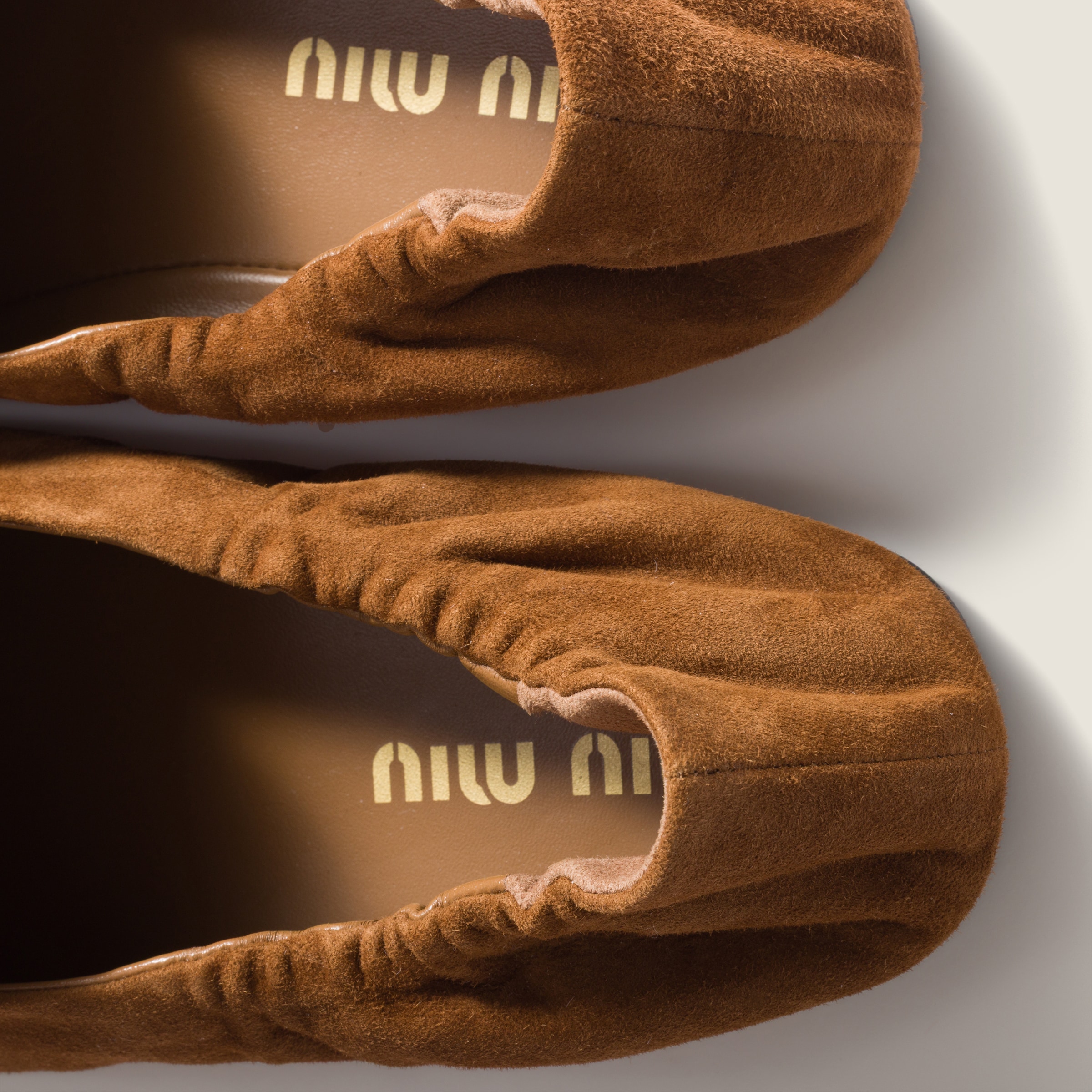 Miu Miu Ruches Suede Loafers