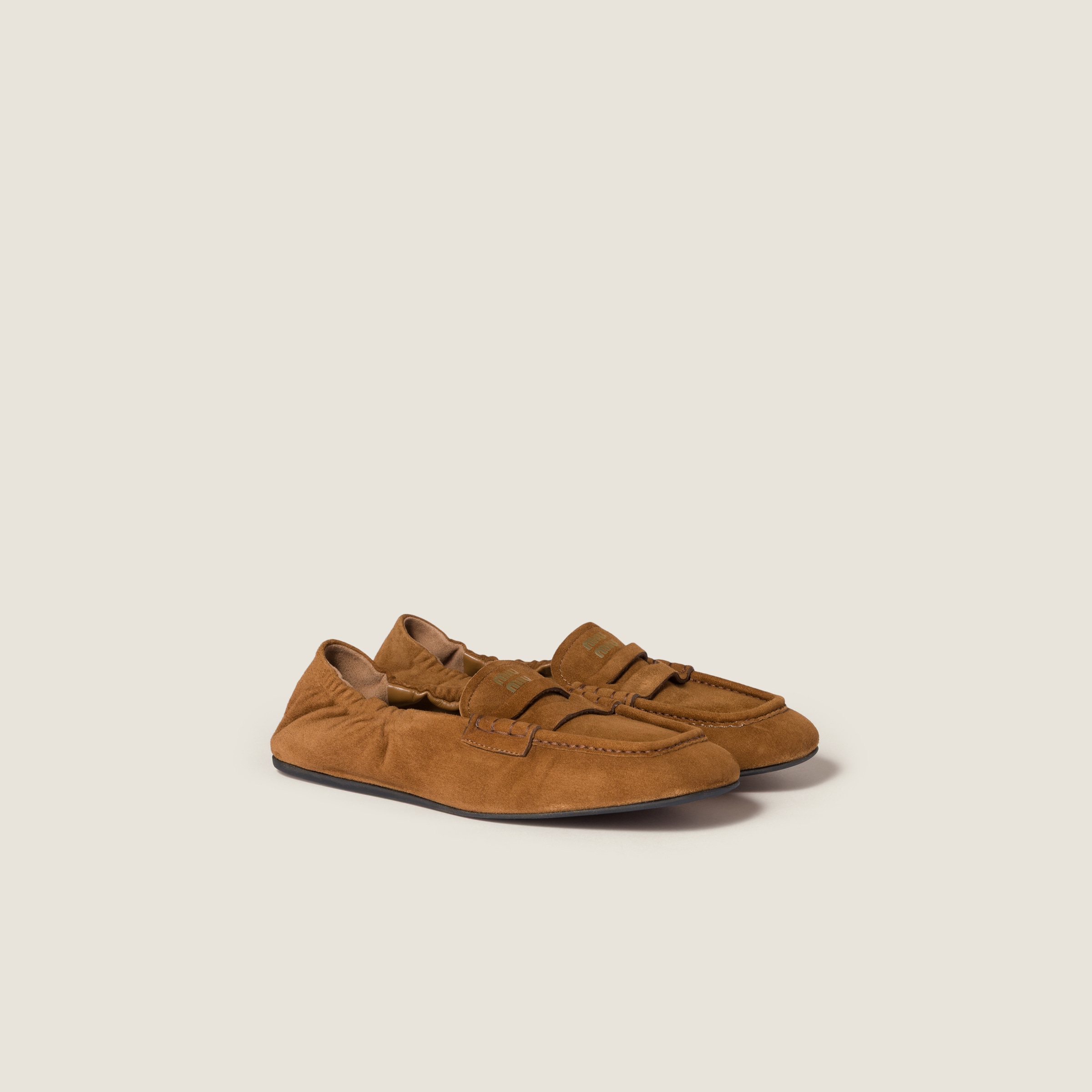 Miu Miu Ruches Suede Loafers