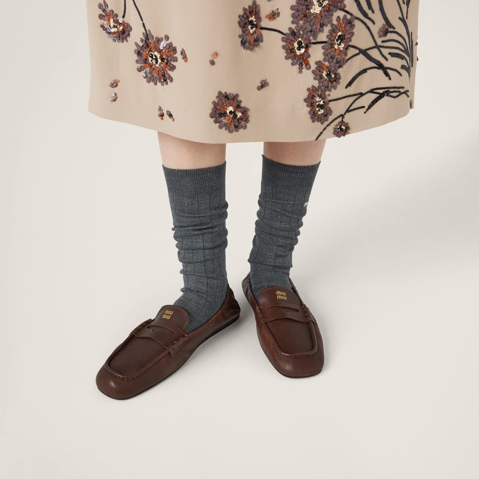 MIUMIU 26S RUCHES LOAFERS IN LEOPARD PRINT PONY HAIR