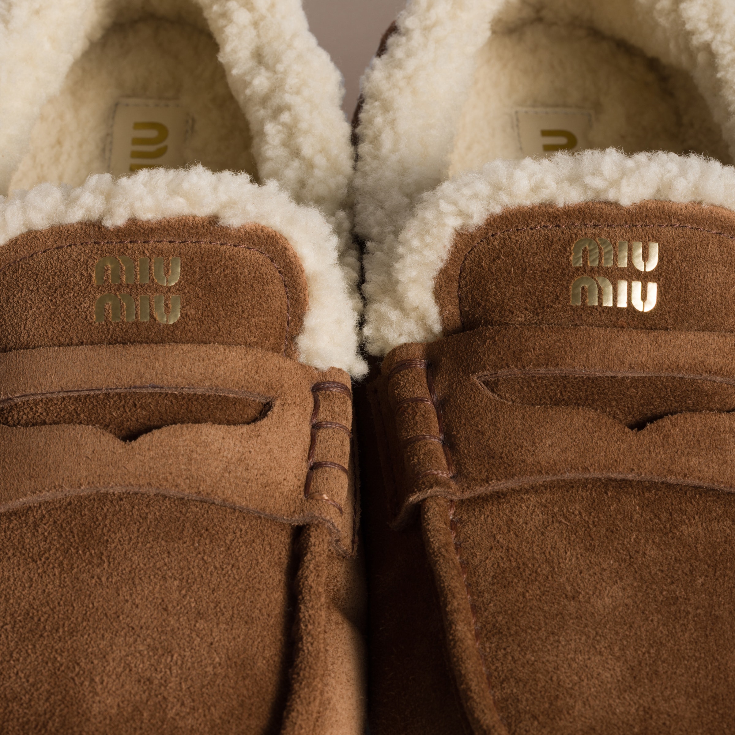 MIUMIU 26S LOAFERS IN TAN BROWN SUEDE WITH BOW main image 0
